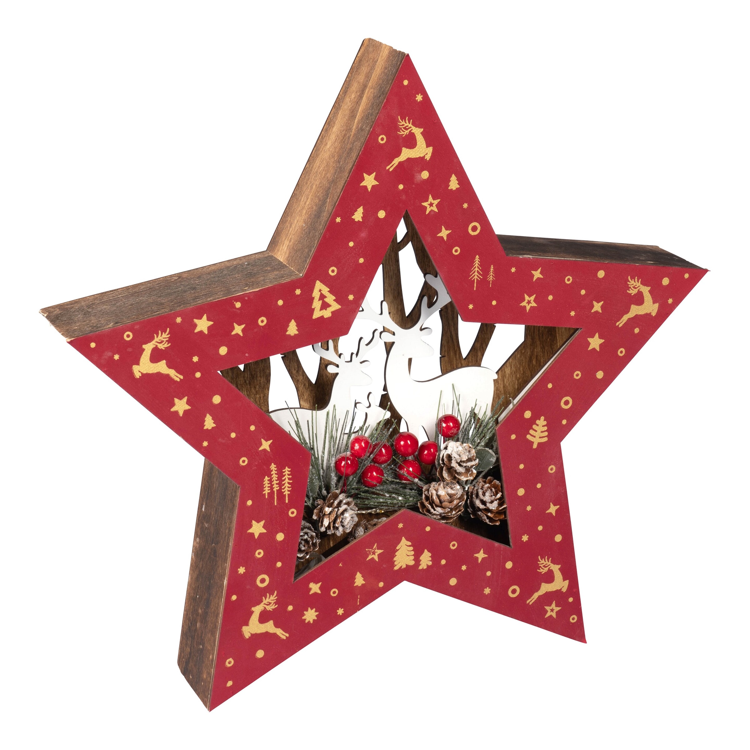 LED-Holzdeko „Stern“, rot