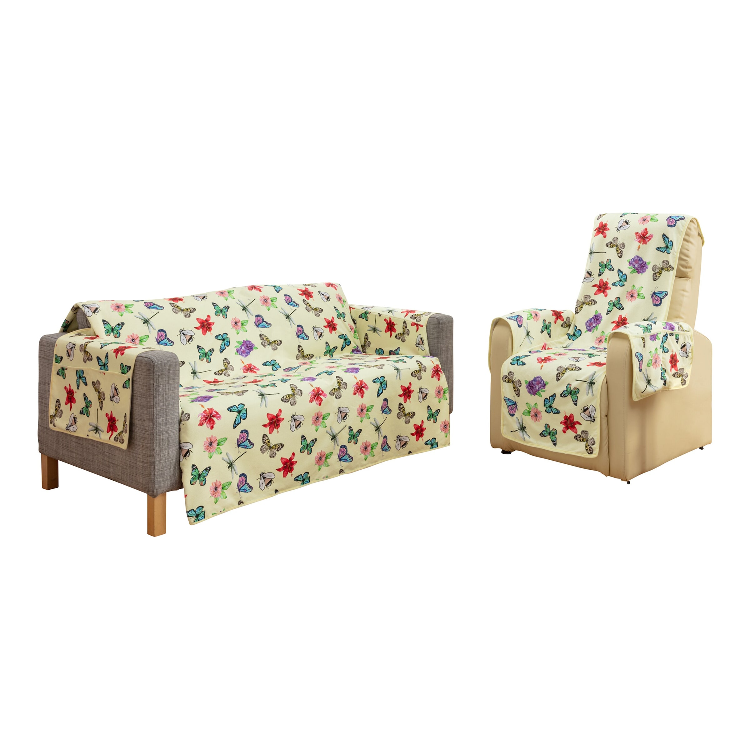 Frottee-Set Sofa- und Sessel-Schoner „Schmetterling“