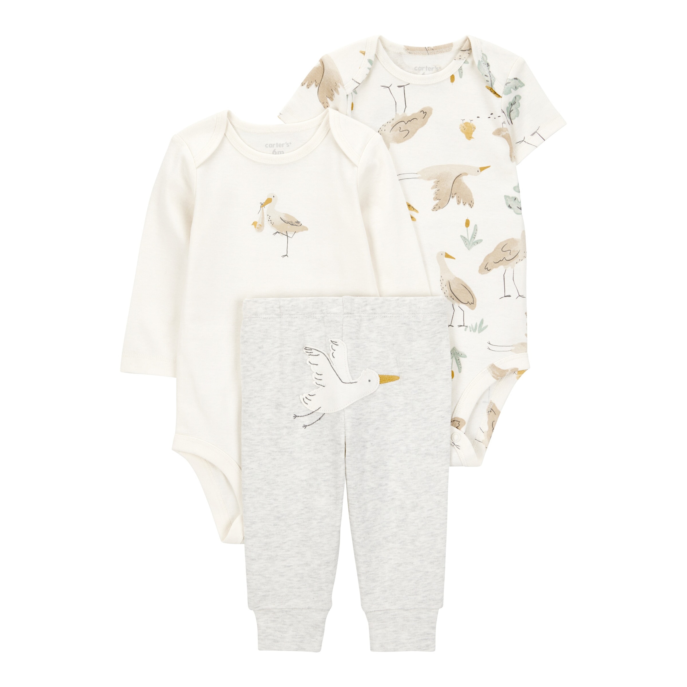 3-tlg. Set Body kurzarm, Body langarm und Jogginghose Gänse