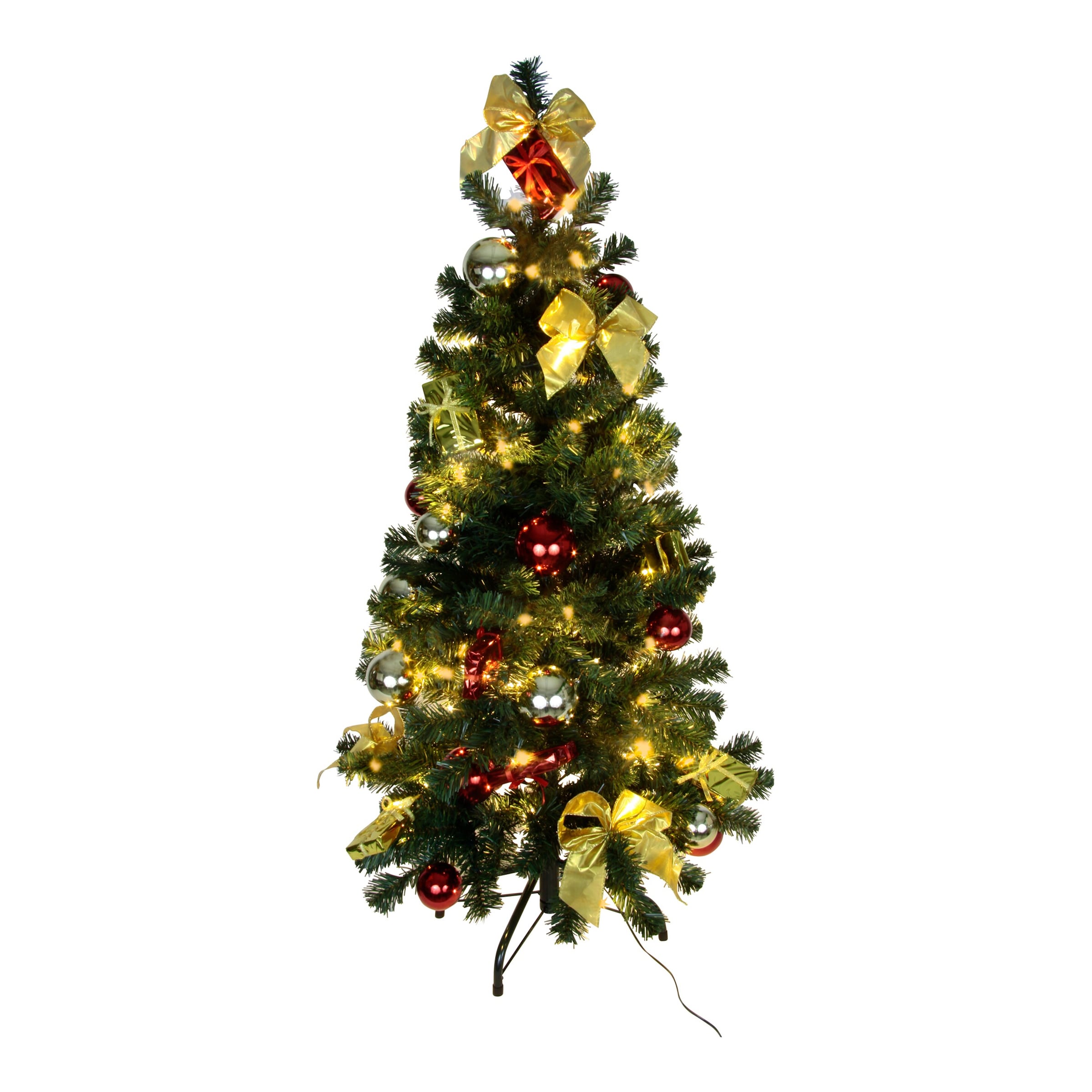 Künstlicher Weihnachtsbaum mit LED-Beleuchtung, geschmückt, gold