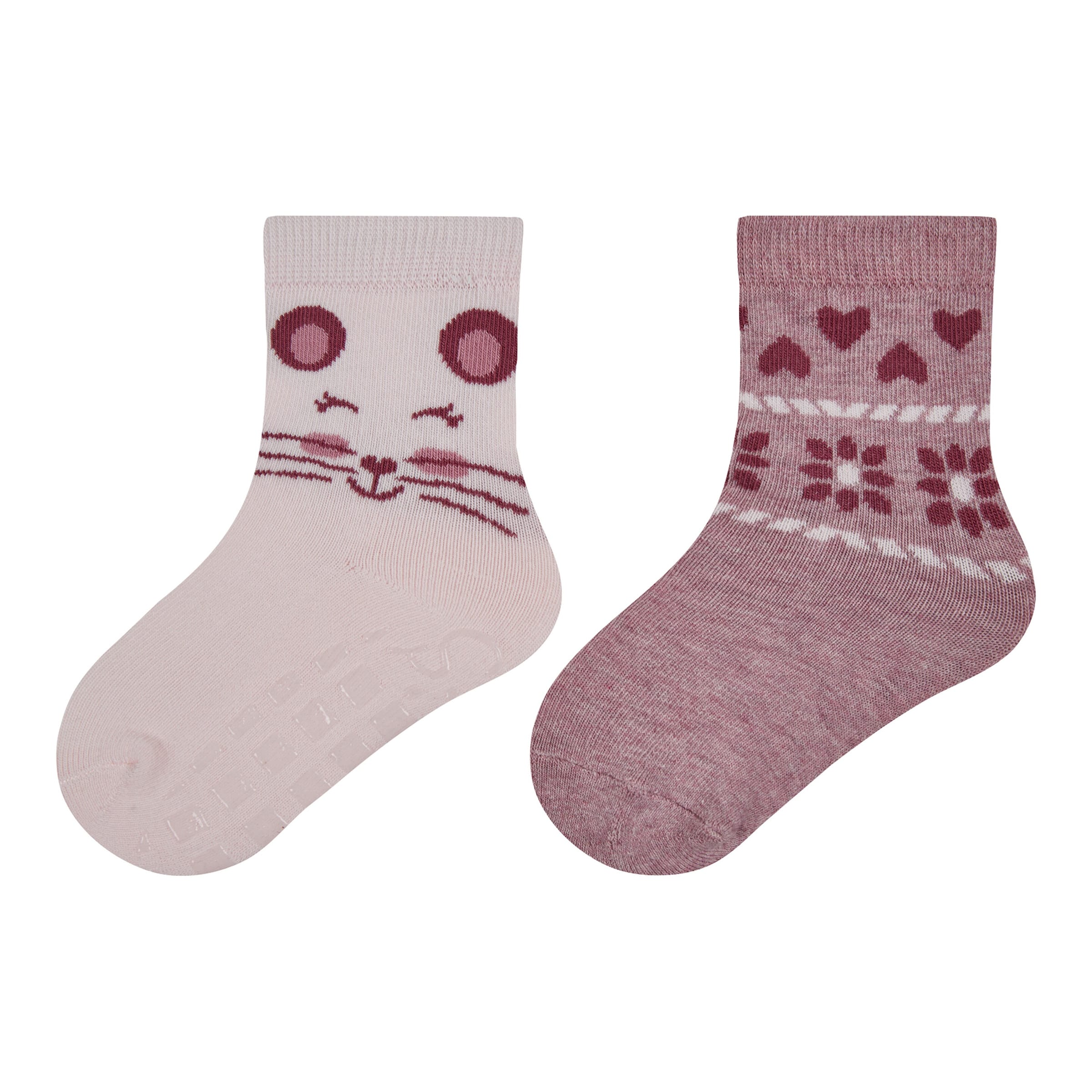 2er-Pack ABS-Socken Katze Herz