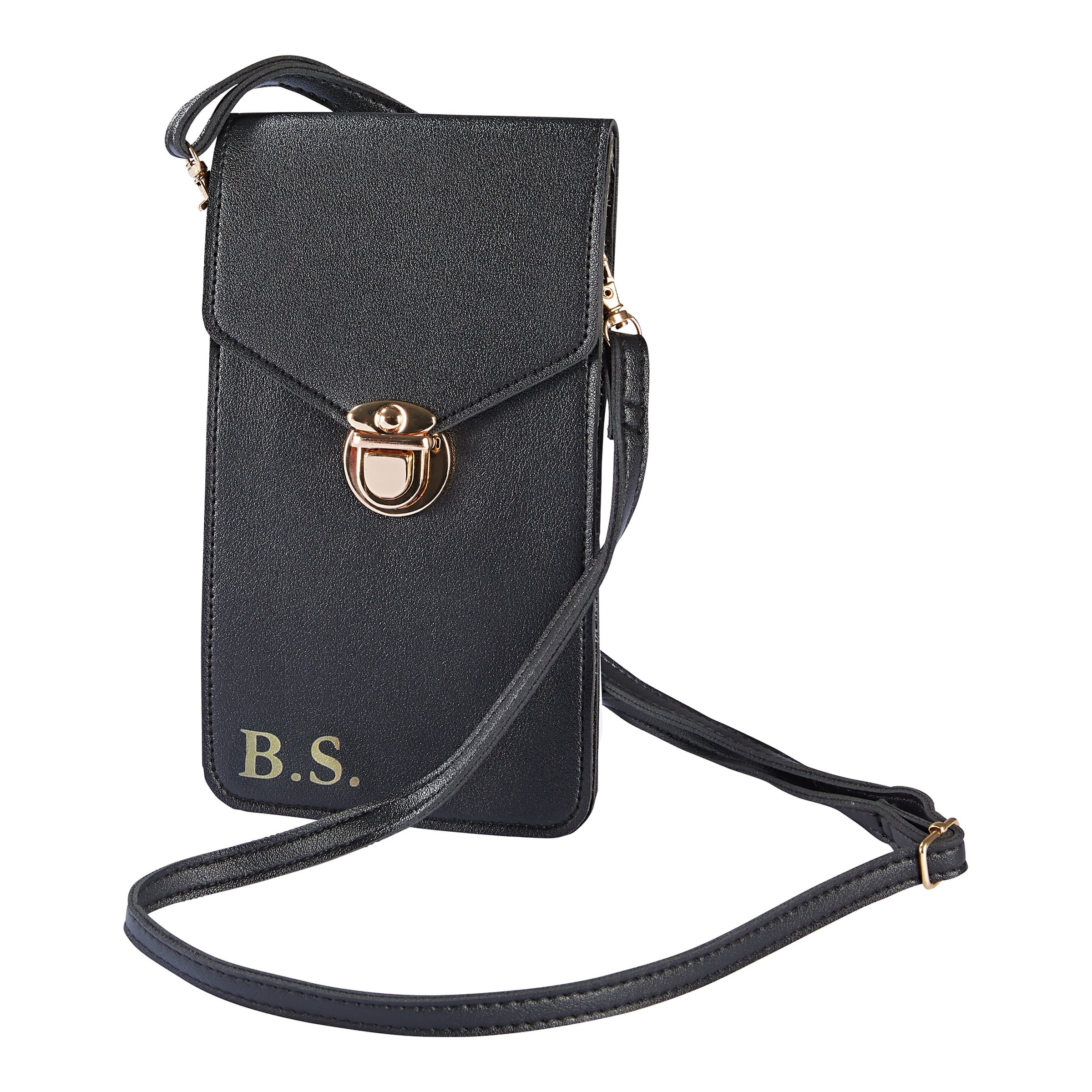 Touchscreen-Tasche 'iDa' personalisiert mit Initialen, schwarz