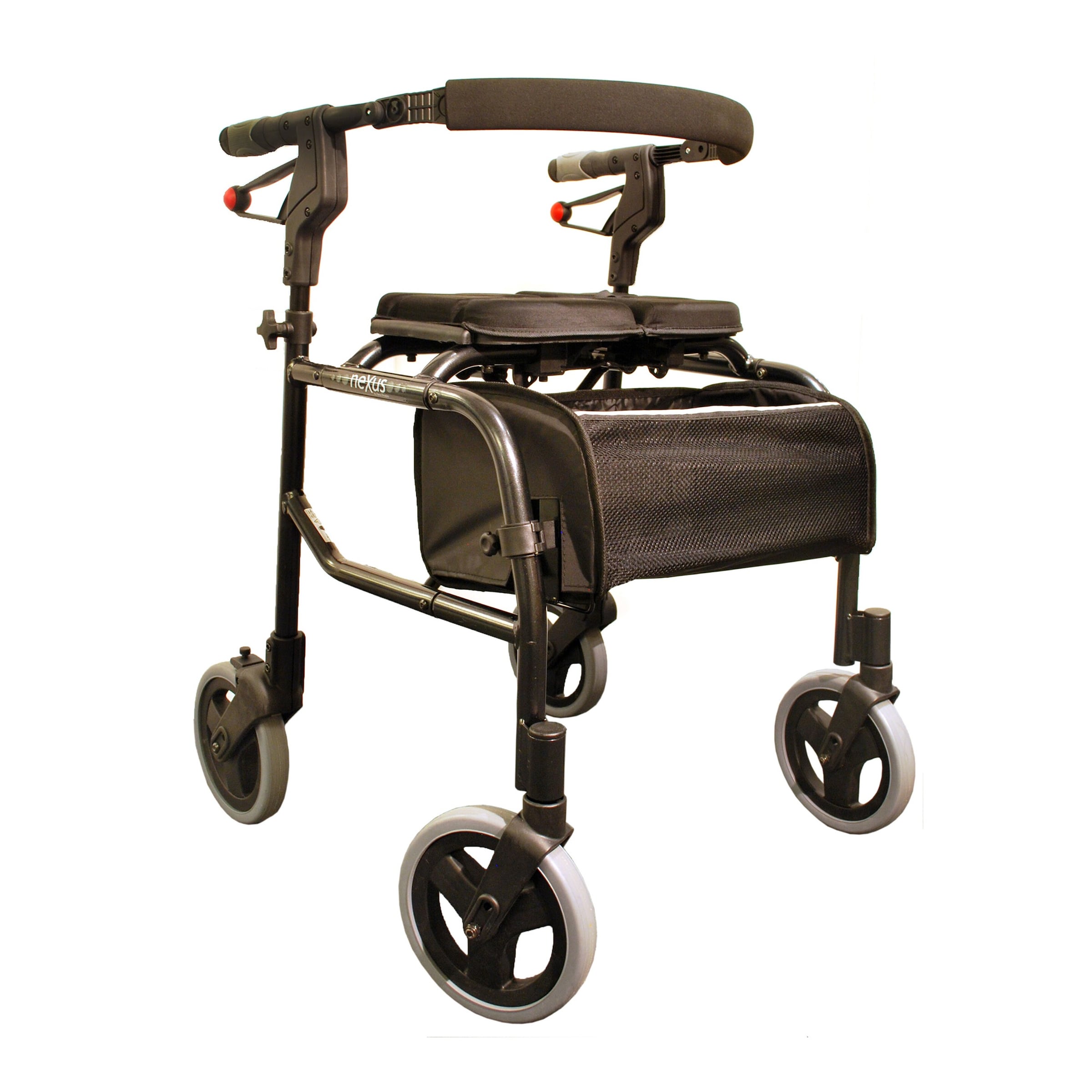 Leichtgewicht-Rollator NeXus mit Rückengurt und Tasche, faltbar, grau