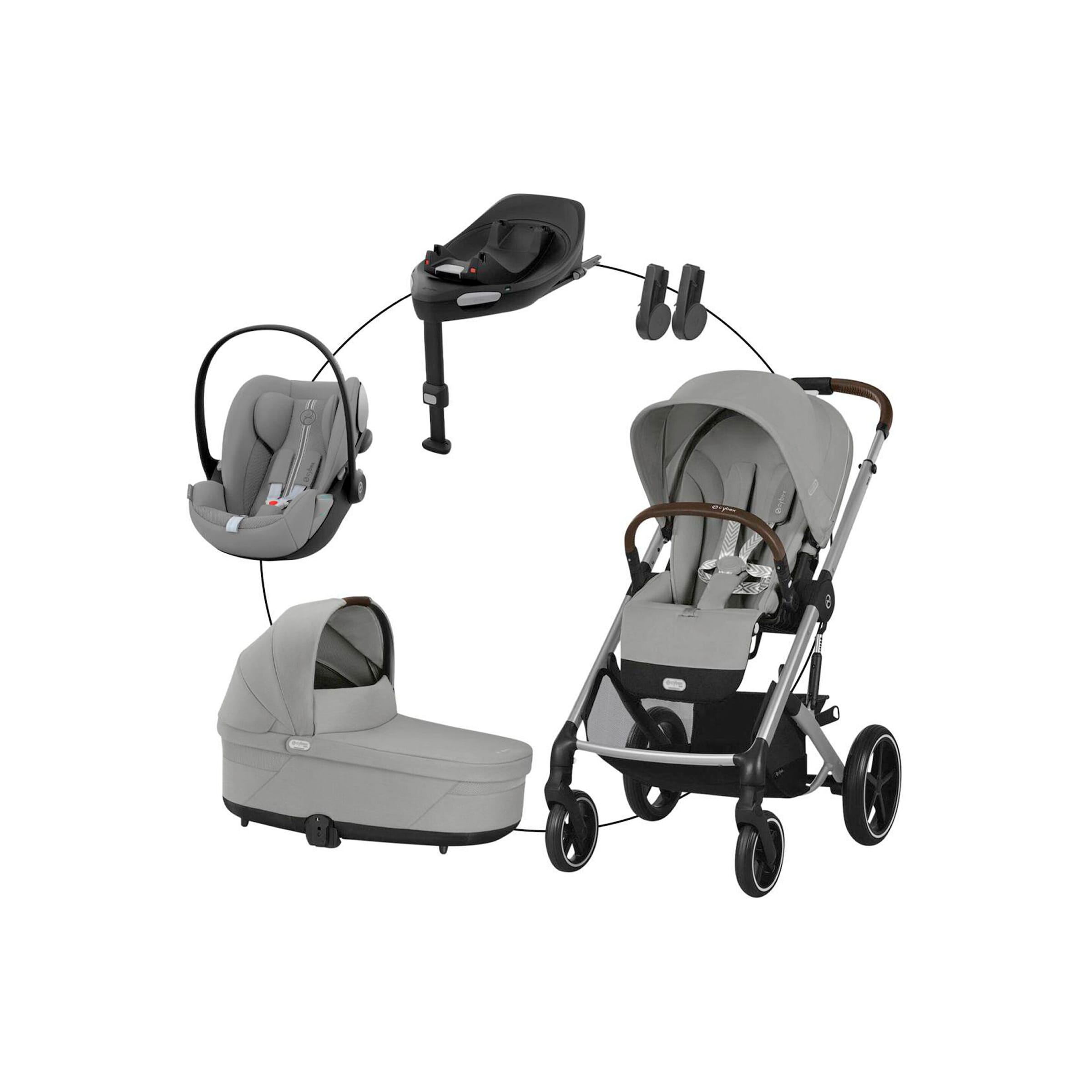 Kombikinderwagen Balios S Lux Travel-Set inkl. Babyschale Cloud G und Isofix-Basis Base G