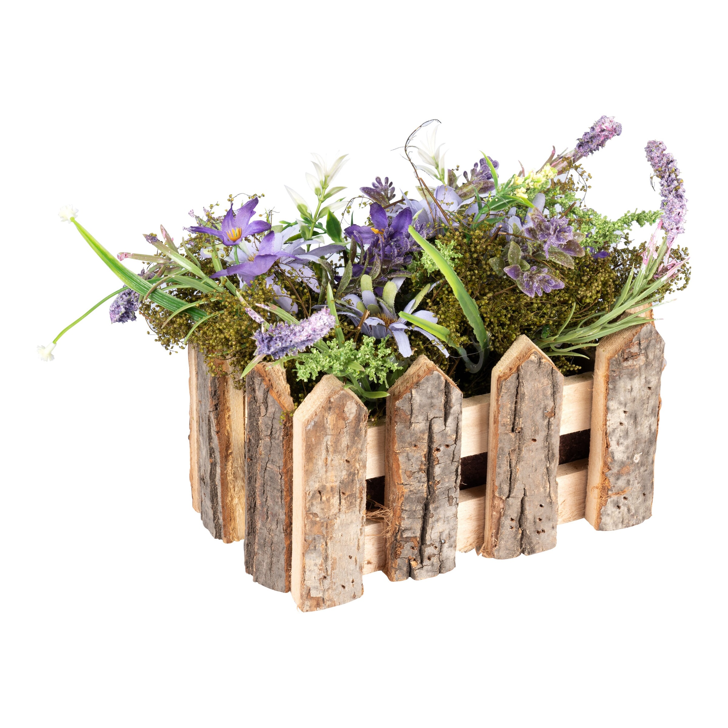 Tischdeko 'Blumenzaun', blau