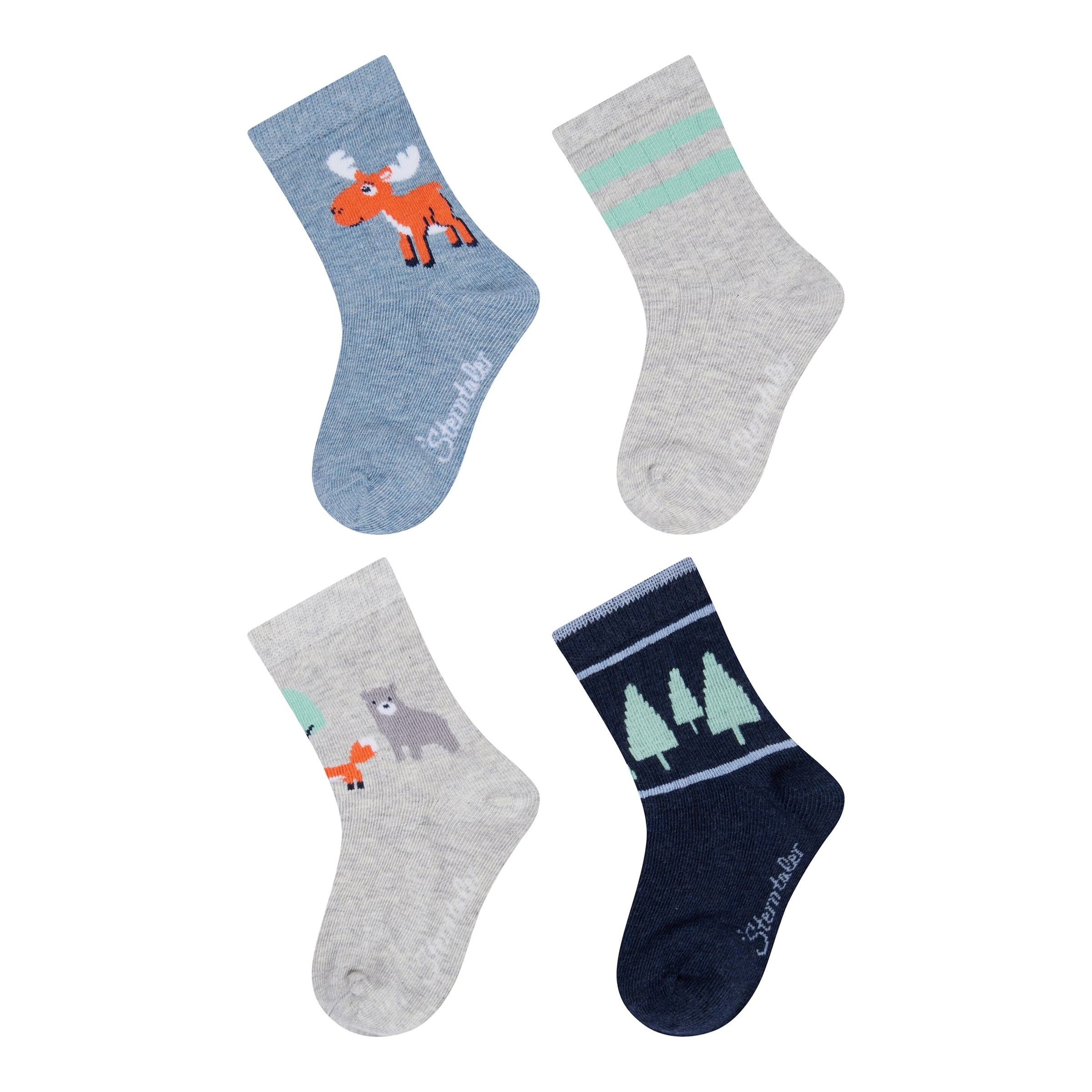 4er-Pack Socken Tiere Bäume