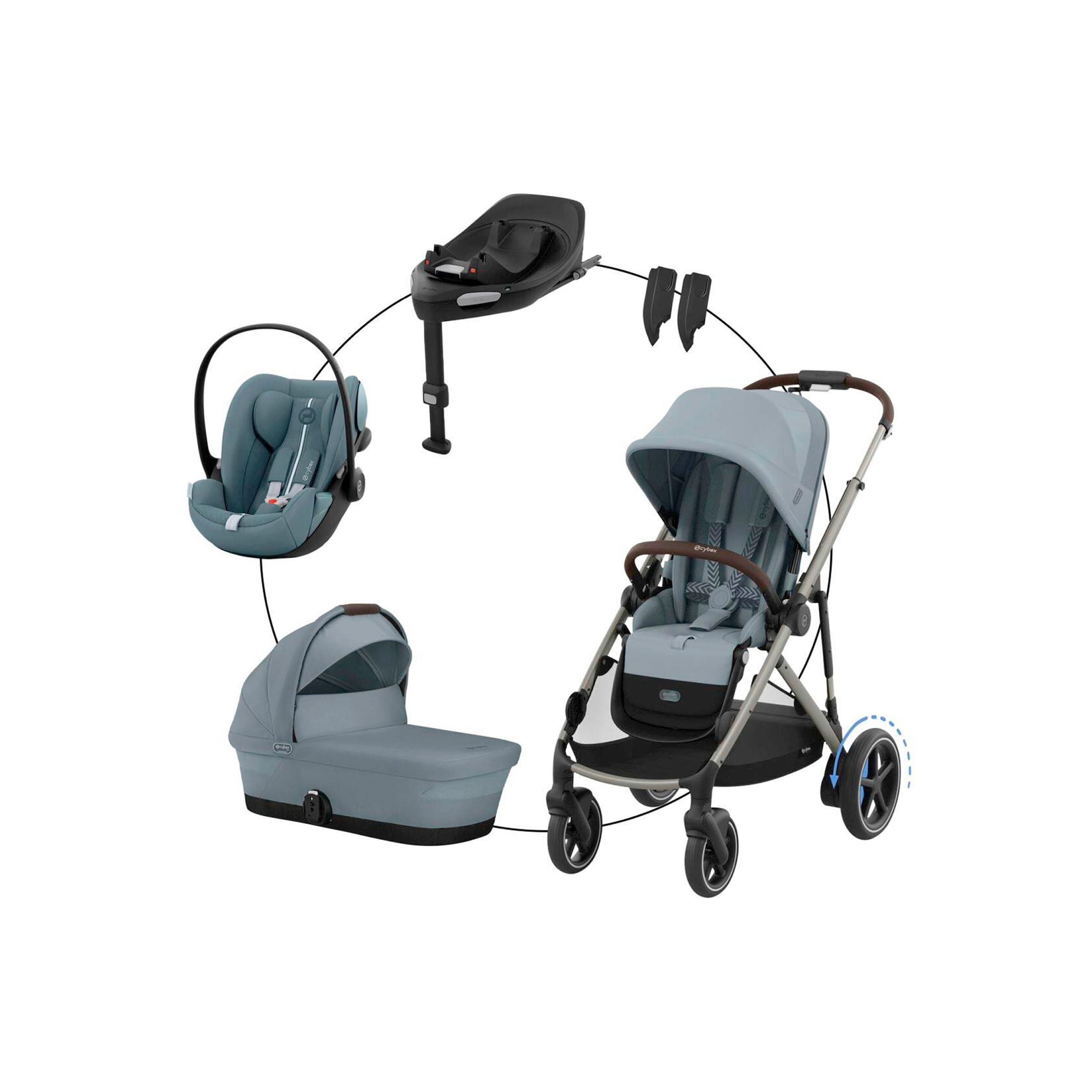 Kombikinderwagen eGazelle Travel-Set inkl. Babyschale Cloud G und Isofix-Basis Base G