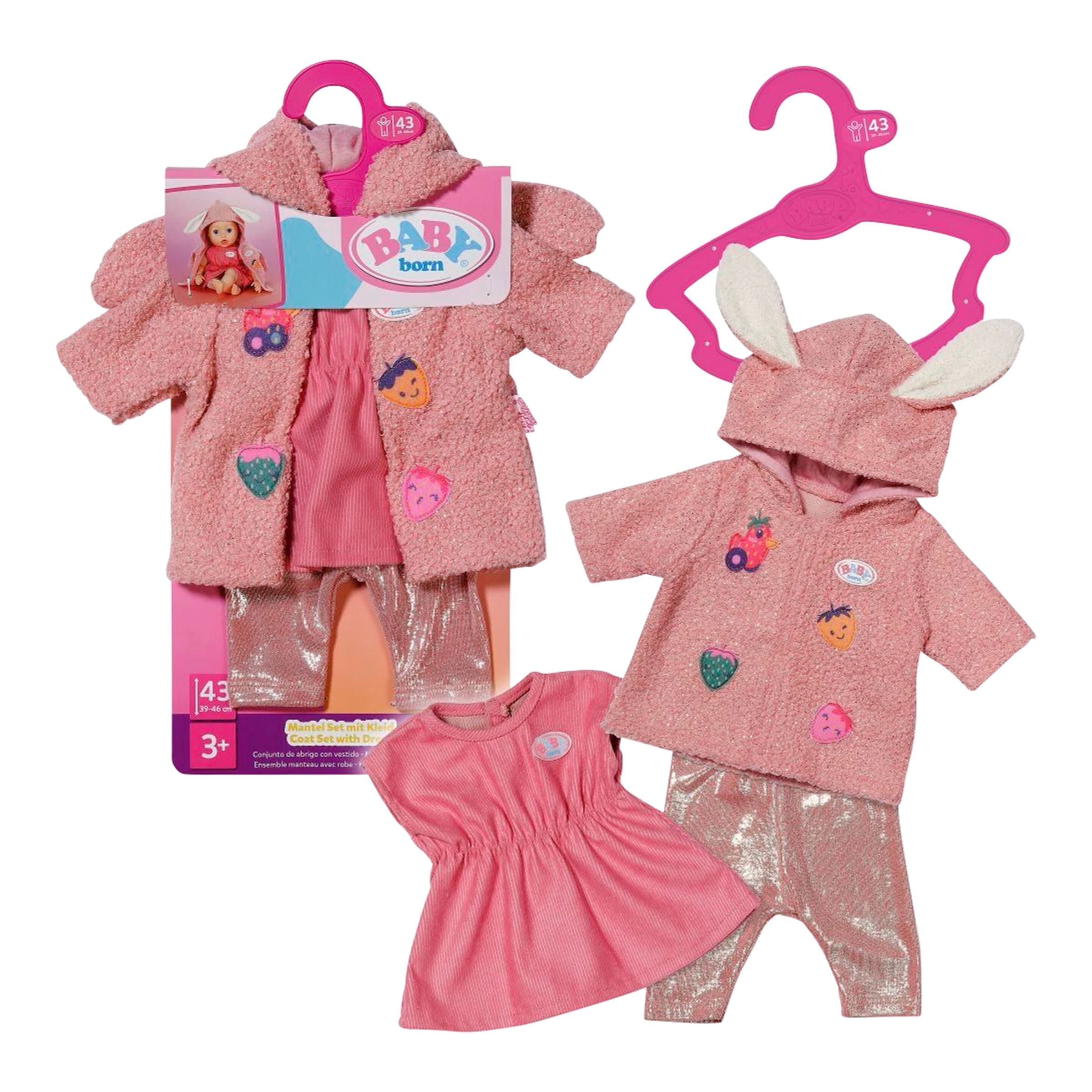 Puppen outfit Set Mantel mit Kleid 43 cm