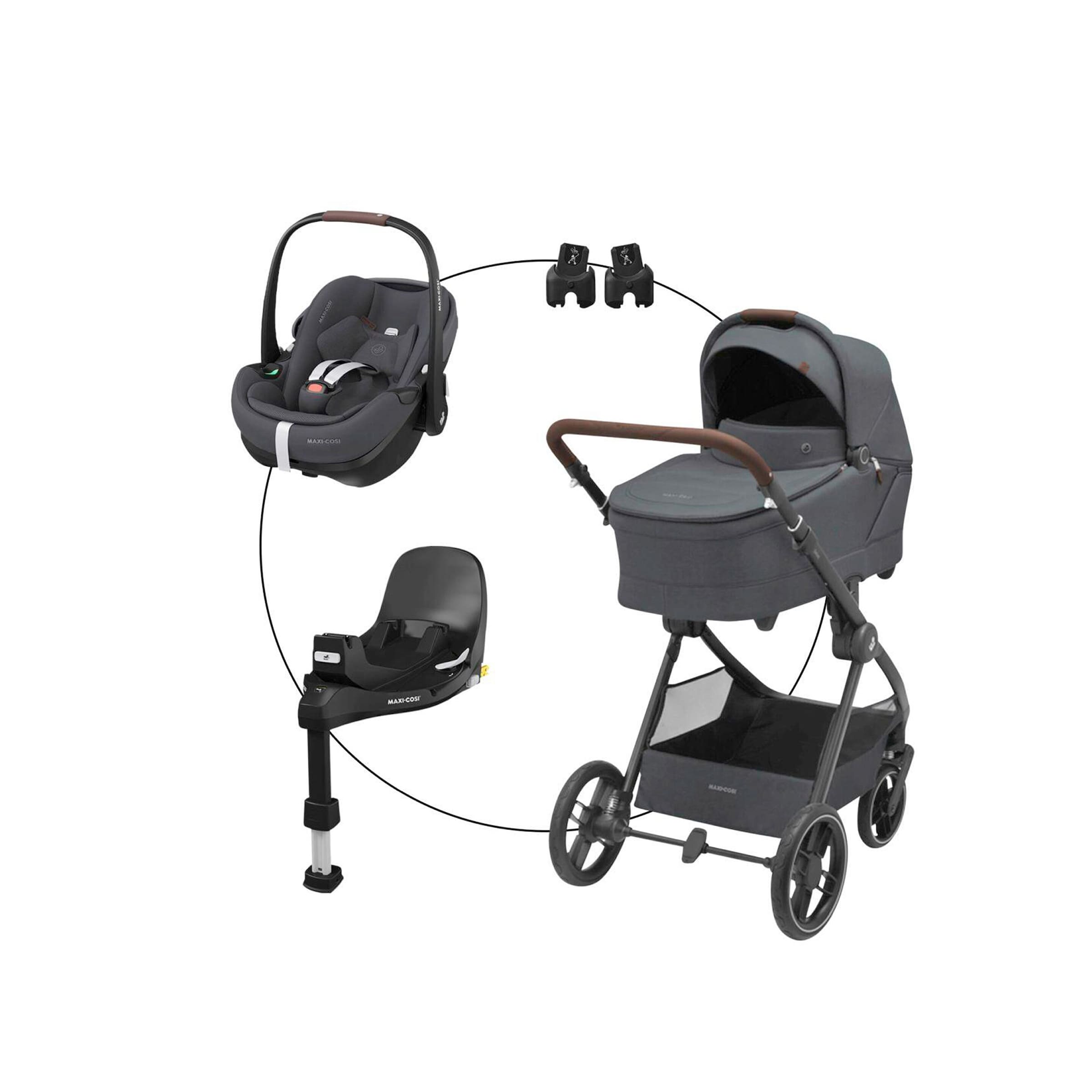 Kombikinderwagen Oxford+ Travel-Set inkl. Babyschale Pebble 360 Pro 2 und Isofix-Basis FamilyFix 360 Pro