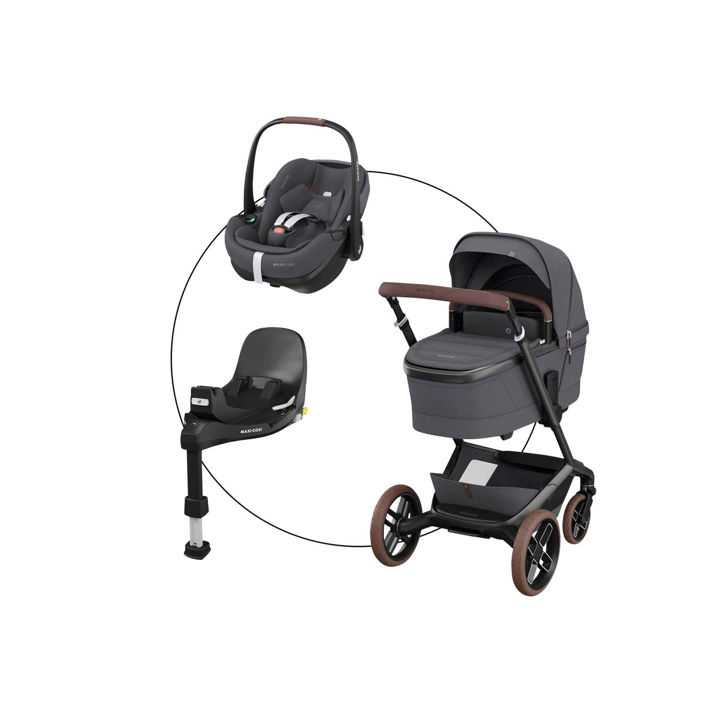 Kombikinderwagen Fame inkl. Babyschale Pebble 360 Pro 2 und Isofix-Basis FamilyFix 360 Pro
