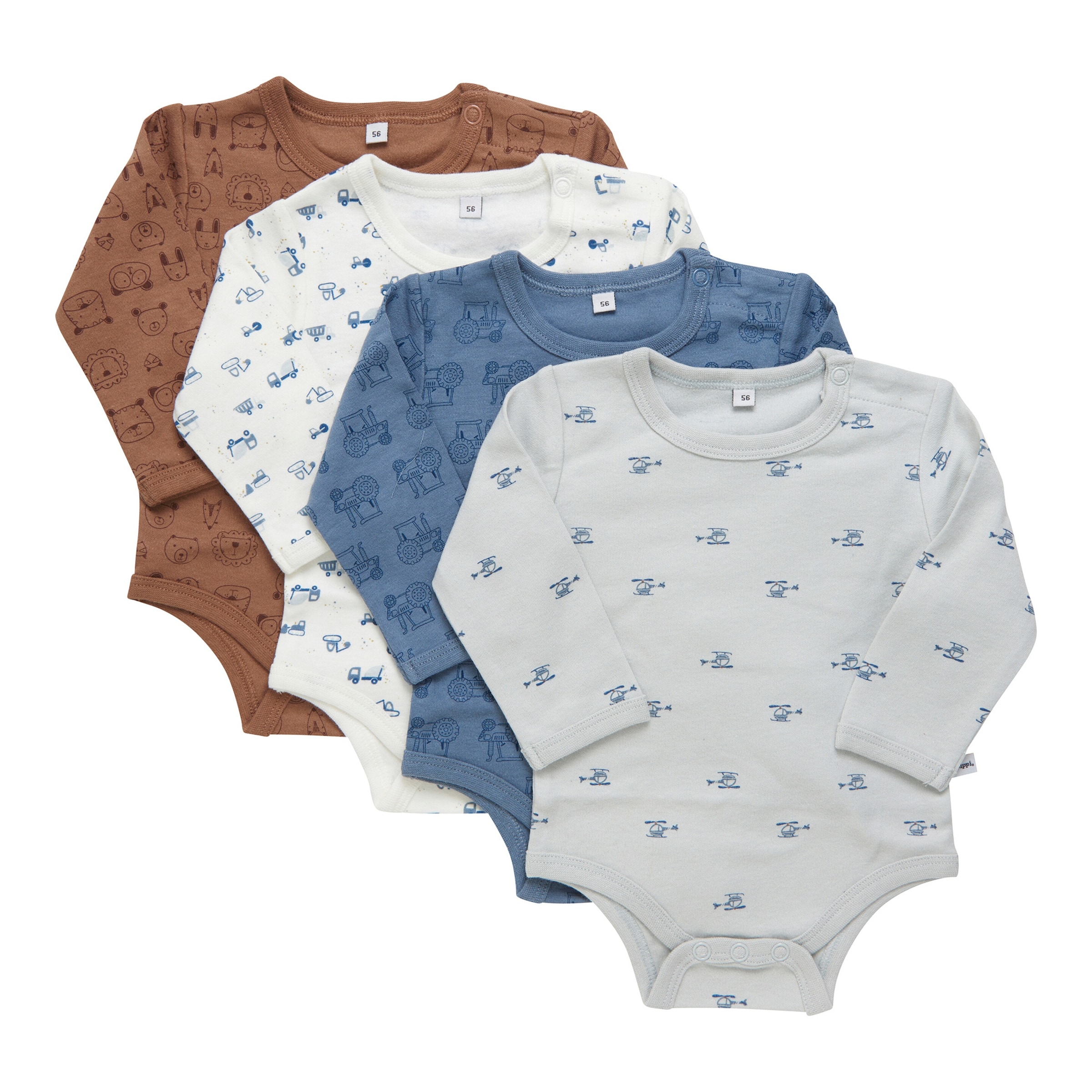 4er-Pack Bodys langarm Fahrzeuge Tiere