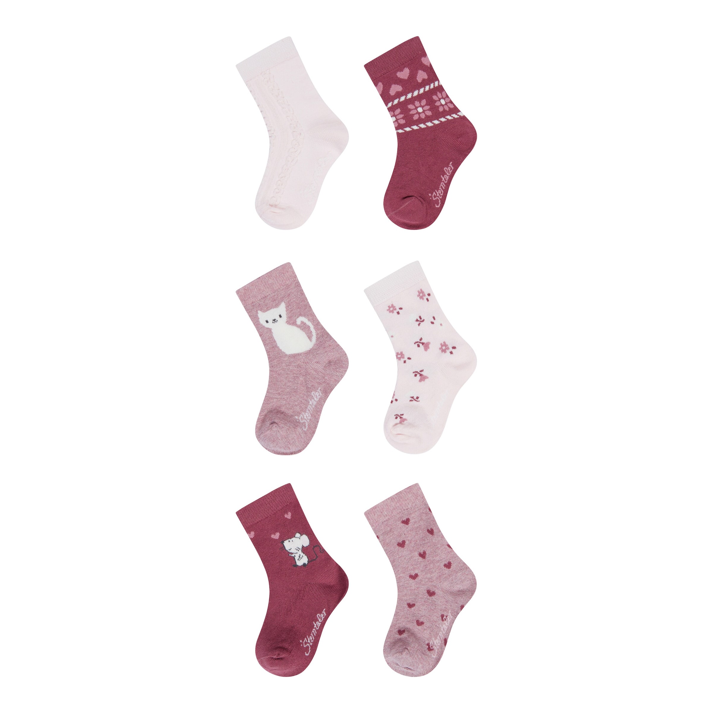 6er-Pack Socken Herzen Tiere Blumen