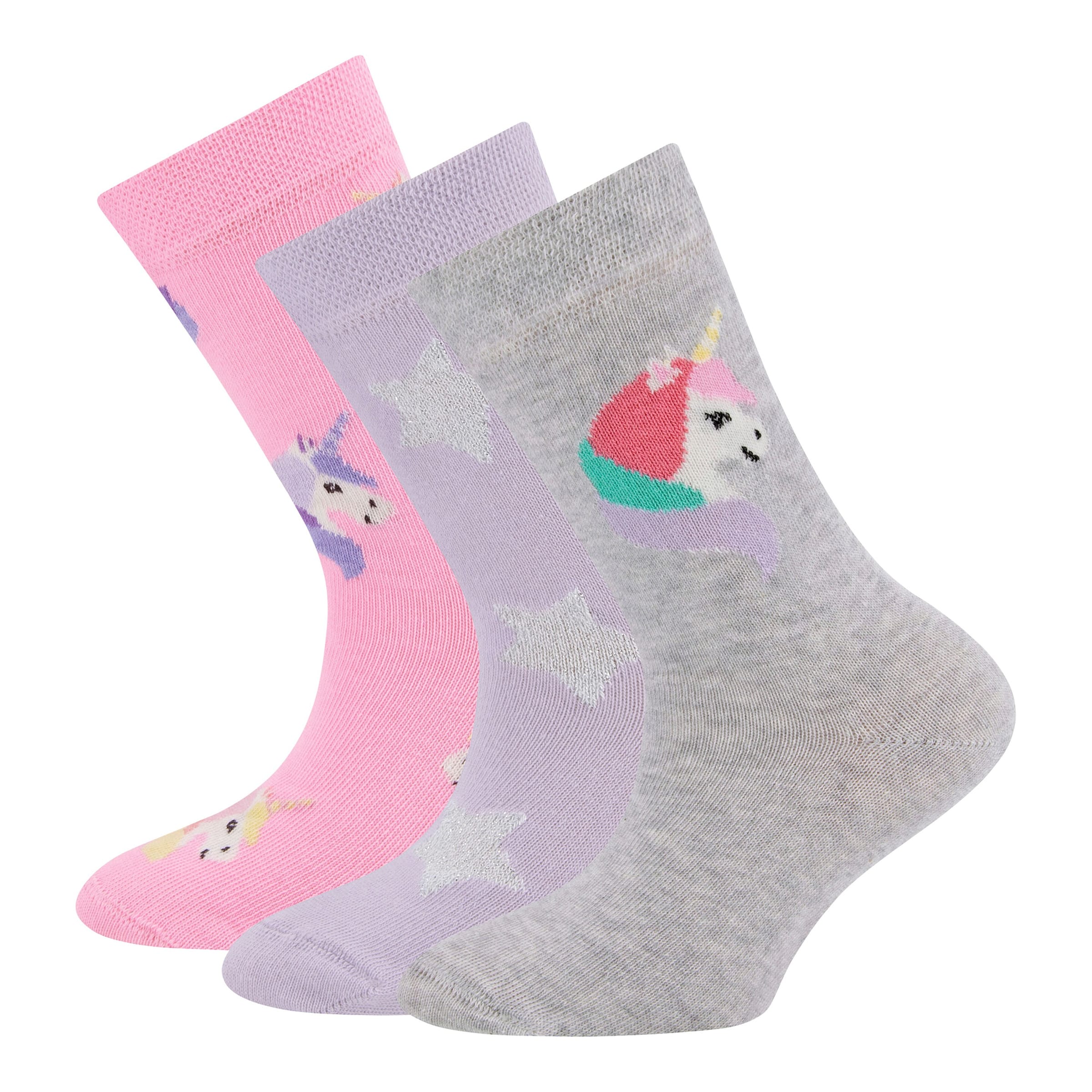 3er-Pack Socken Einhorn Sterne