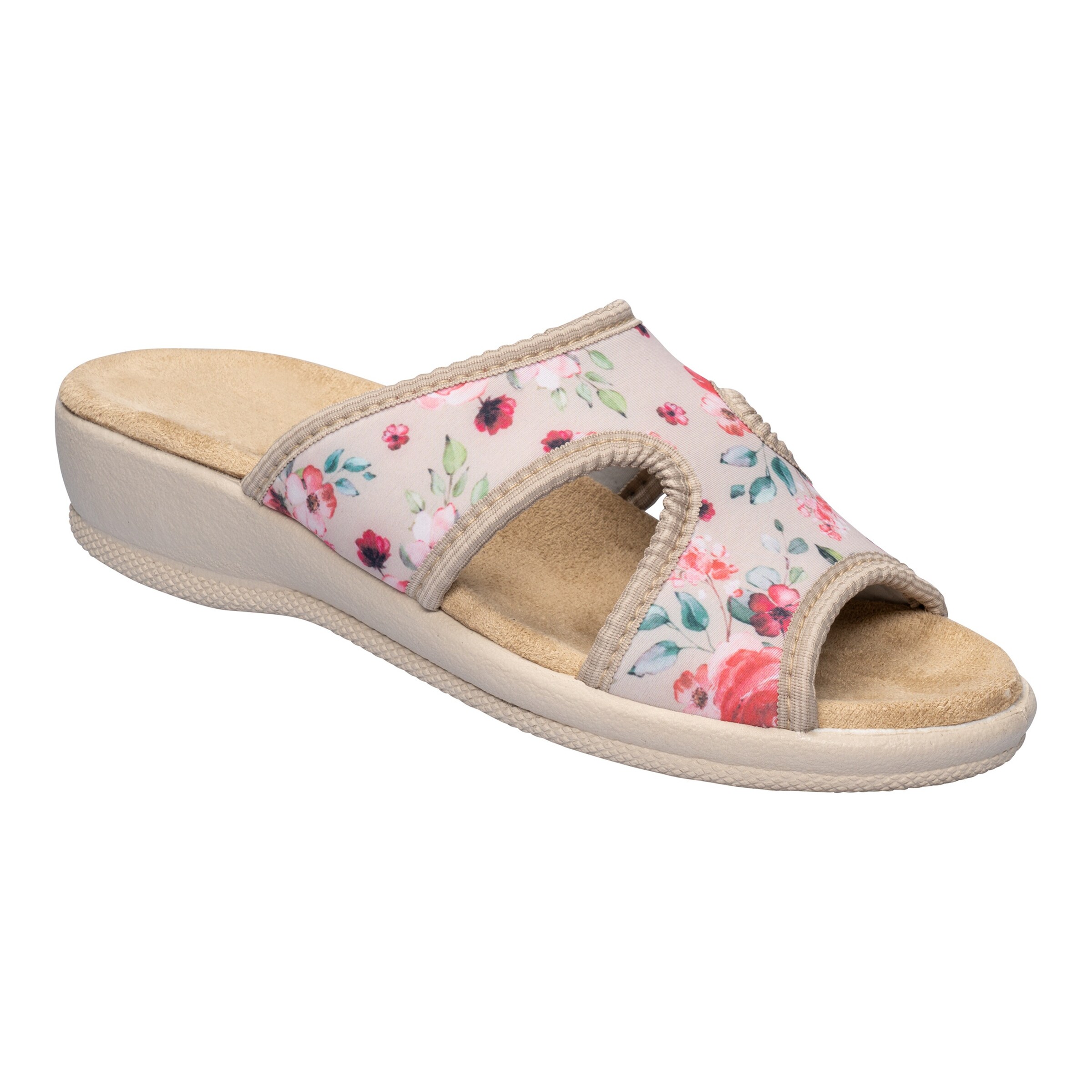 Bequem-Pantolette „Rosen“, Größe: 39, beige