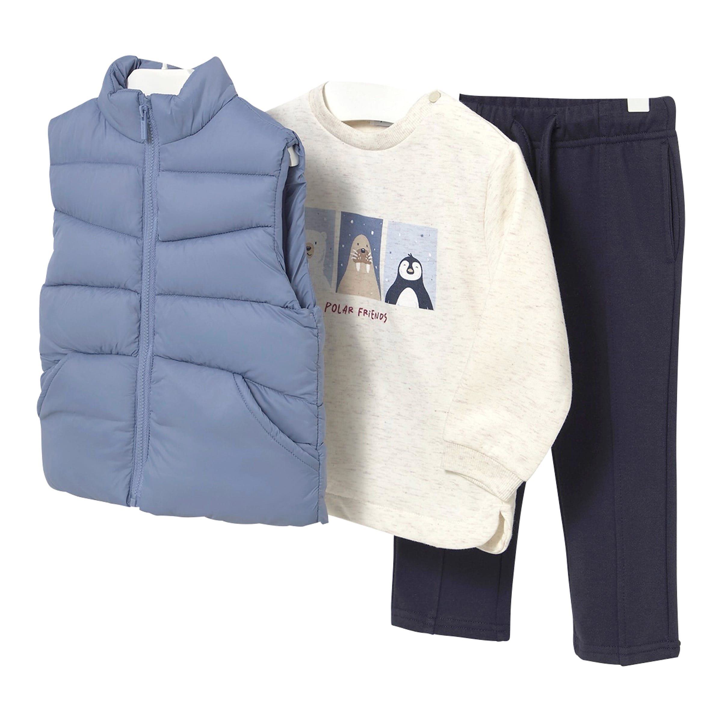 3-tlg. Set Sweatshirt, Steppweste und Jogginghose Tiere