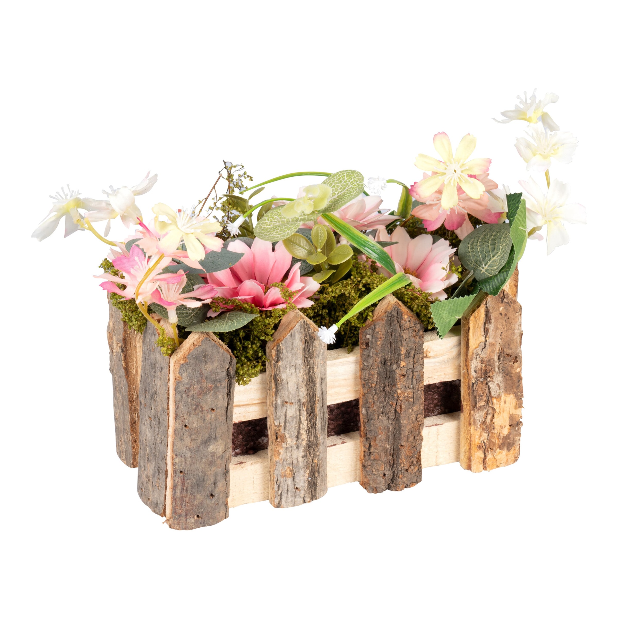 Tischdeko 'Blumenzaun', rosa