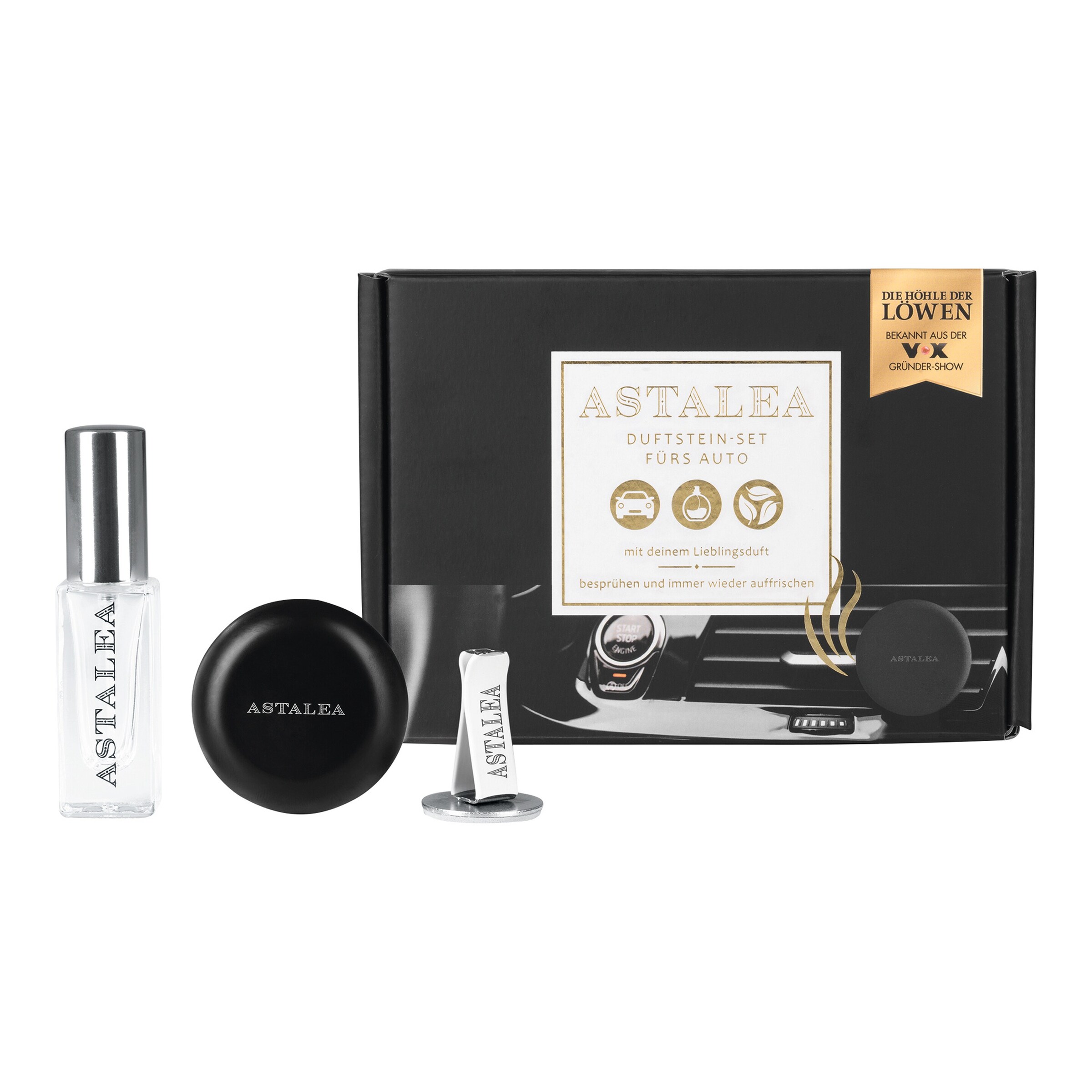 Duftstein-Set fürs Auto, 3 Teile, schwarz