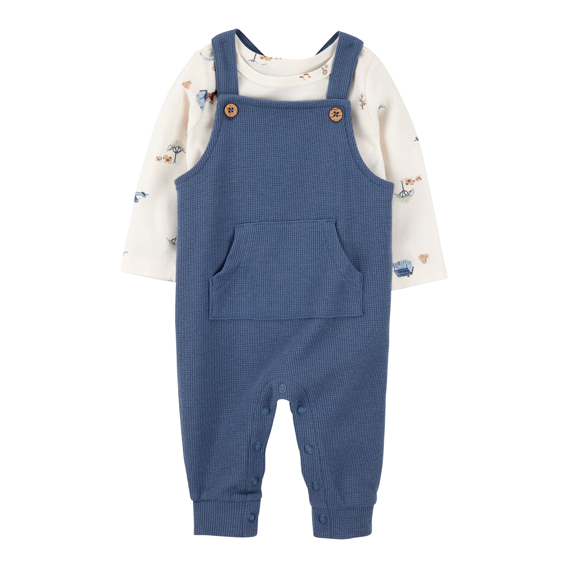 2-tlg. Set Latzhose und Shirt Farm Waffelpiqué