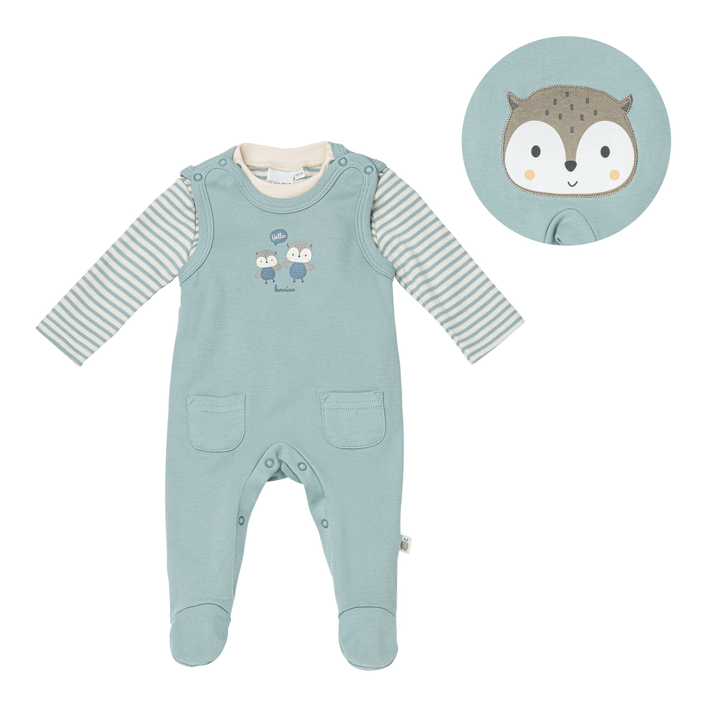 Strampler-Set 2-tlg. mit Shirt Eule Po-Applikation