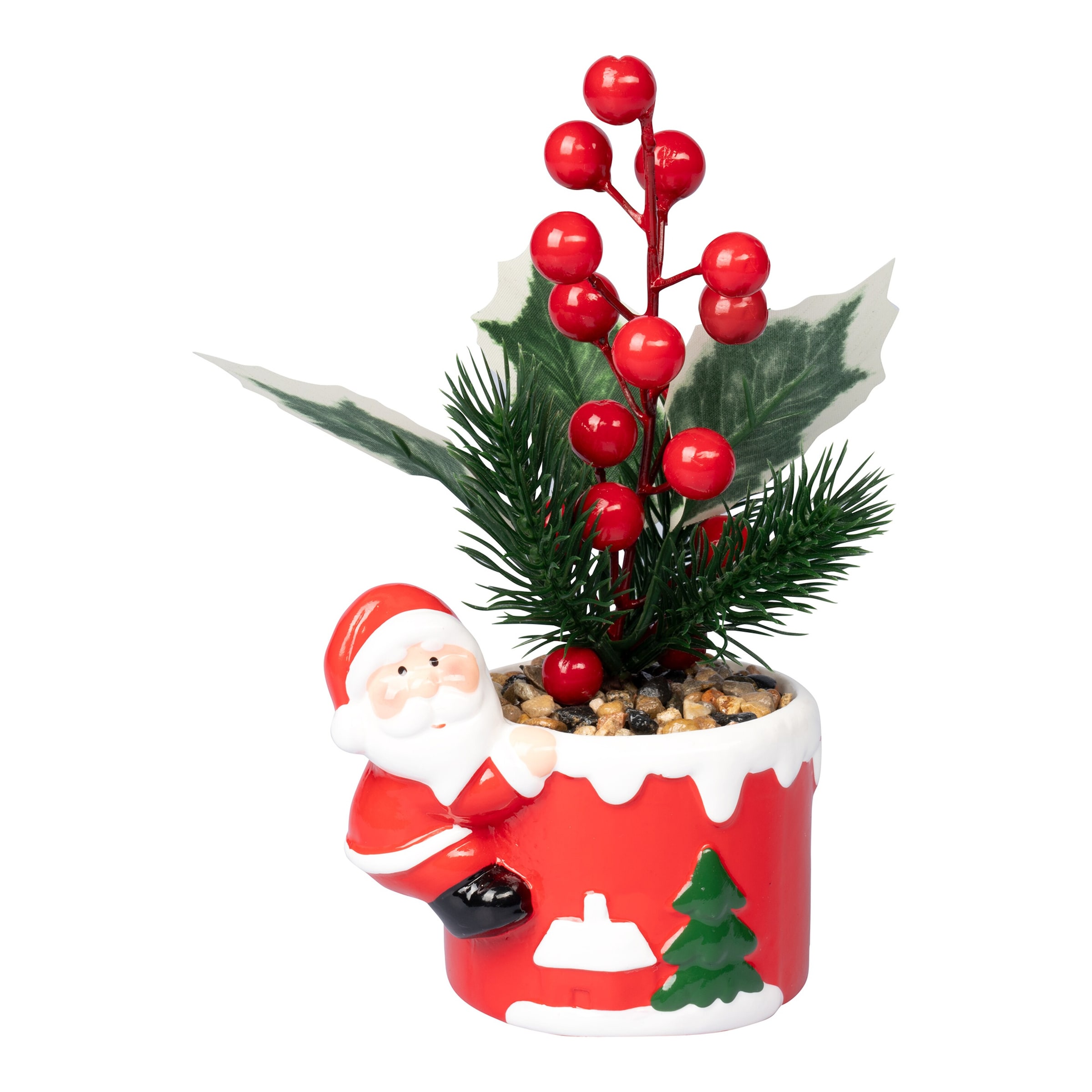 Gesteck 'Beeren-Topf Santa'