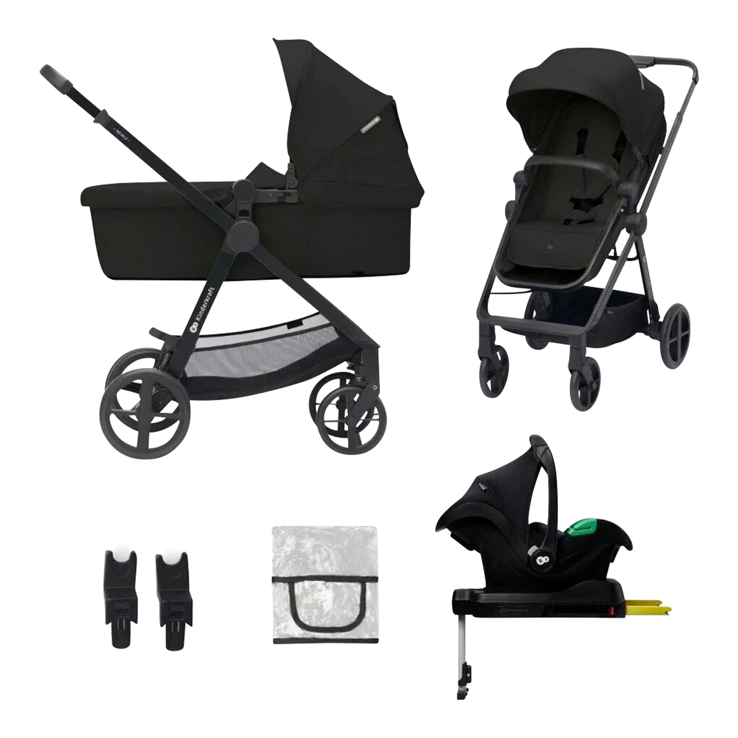 Kombikinderwagen NEWLY 4in1 Trio-Set inkl. Babyschale MINK PRO und Isofix-Basis
