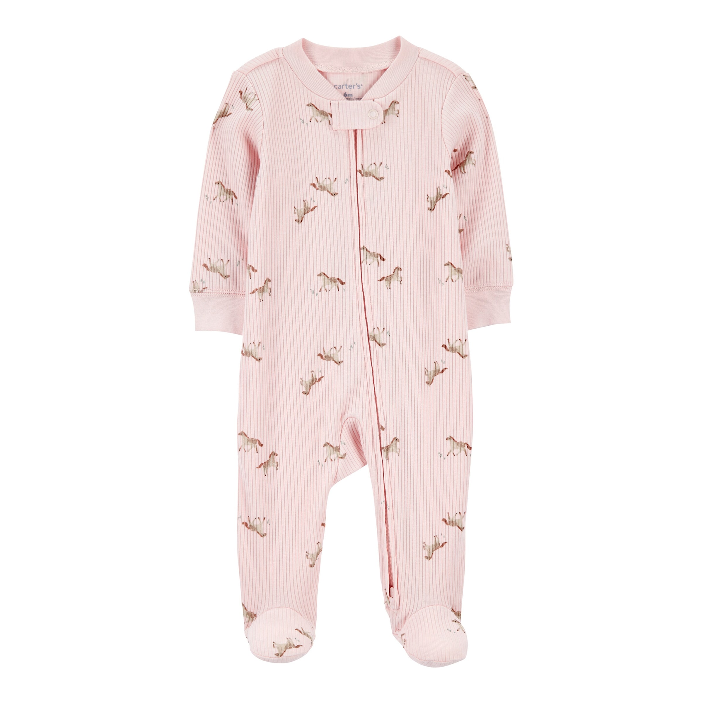 Schlafoverall mit Fuß Pferde Rippqualität