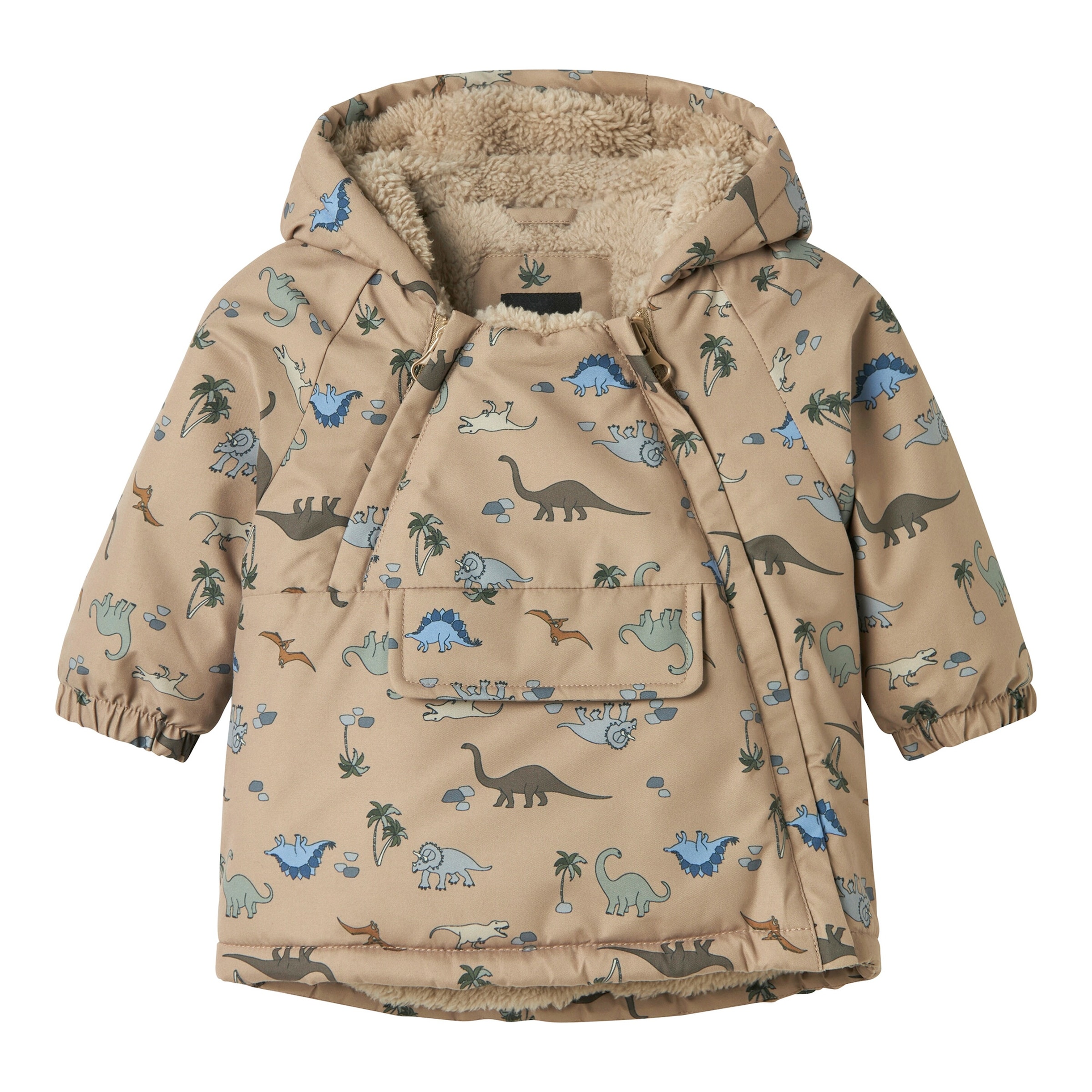 Winterjacke mit Kapuze Plüschfutter Dinos