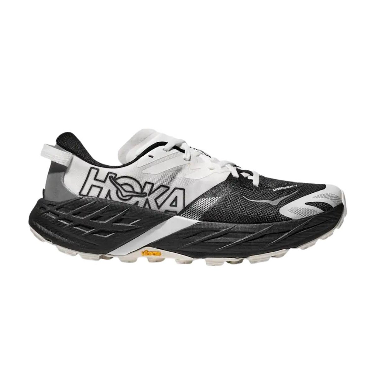 Hoka Speedgoat 7 Laufschuhe Schwarz Weiß SS26, Größe EU 42 2/3