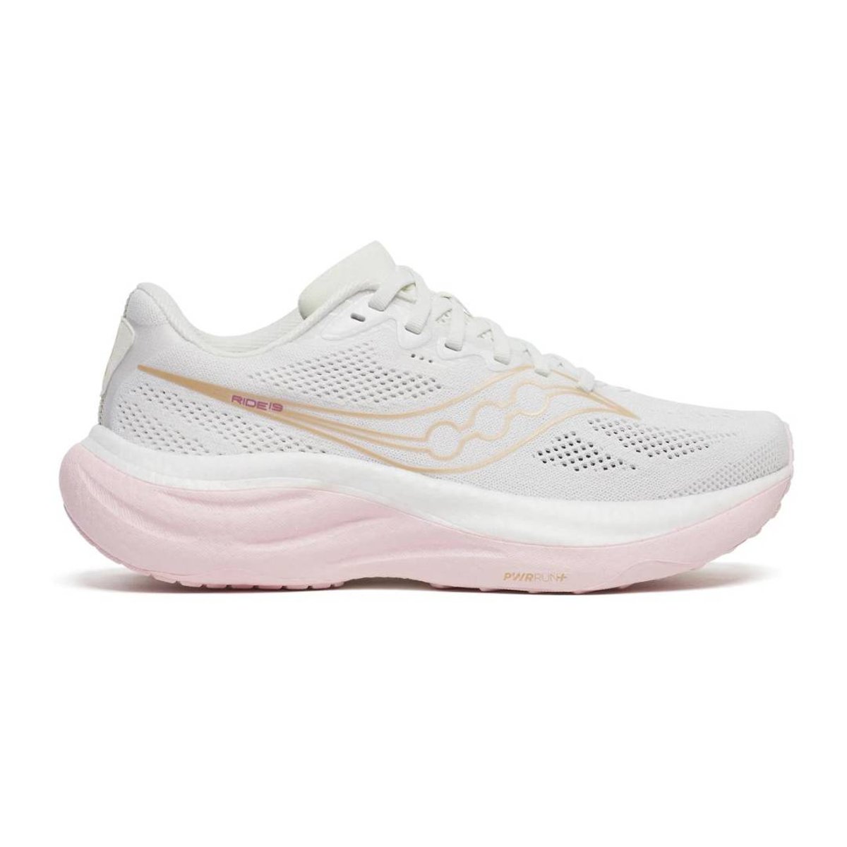 Saucony Ride 19 Laufschuhe Weiß Rosa SS26 Damen, Größe 40 - EUR