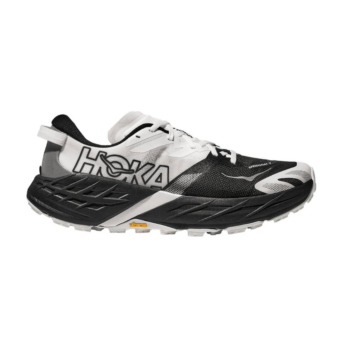 Hoka Speedgoat 7 Wide Laufschuhe Schwarz Weiß SS26, Größe EU 42