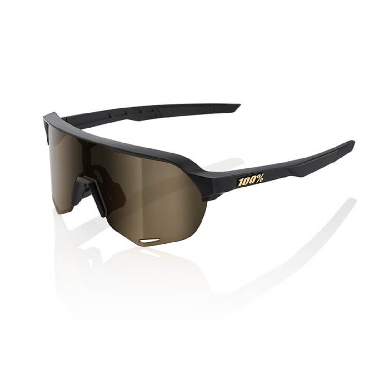 Brille 100% S2 Mattschwarz - Flash Gold Lens
