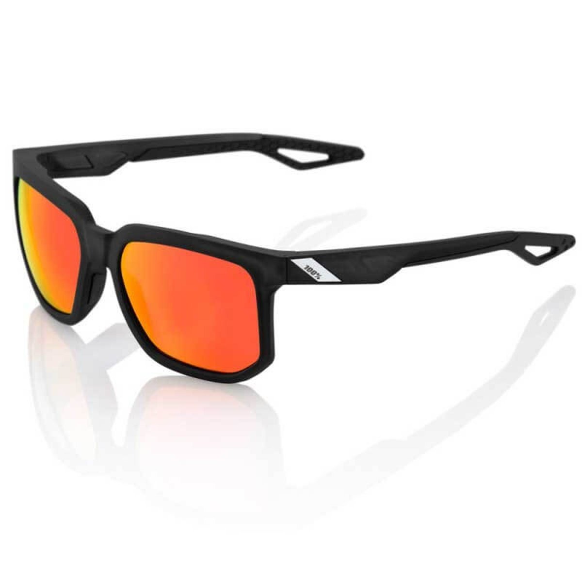 100% zentrische schwarze Brille mit roter HD-Spiegellinse