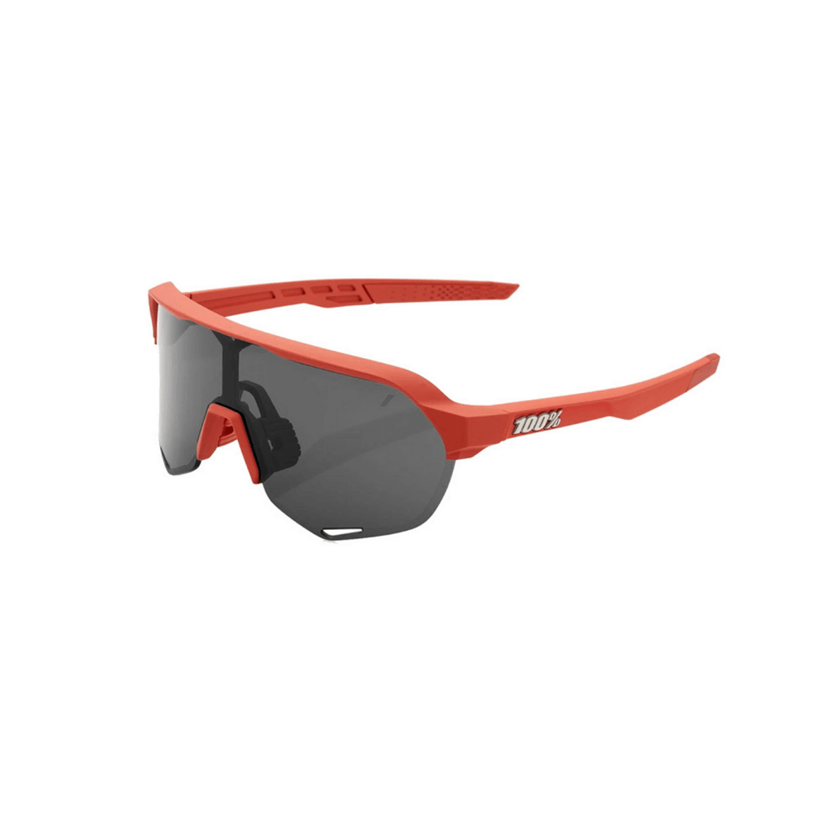 Brille 100% S2 Soft Tact Red mit grau verspiegelten Gläsern