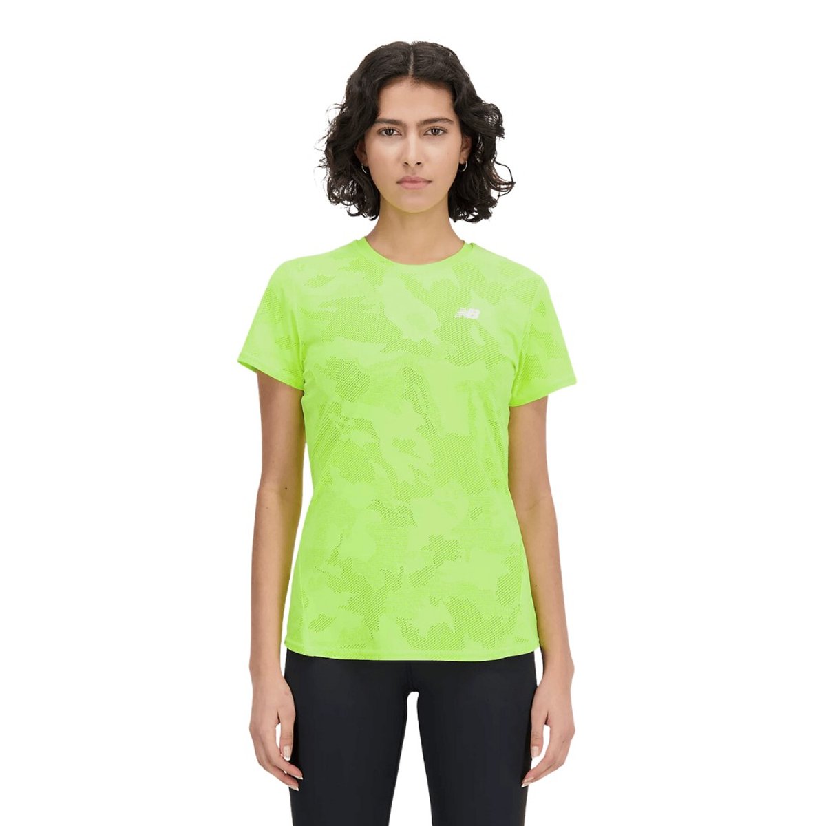 New Balance Q Speed Jacquard Kurzarm Lime Grün Damen Shirt, Größe XS