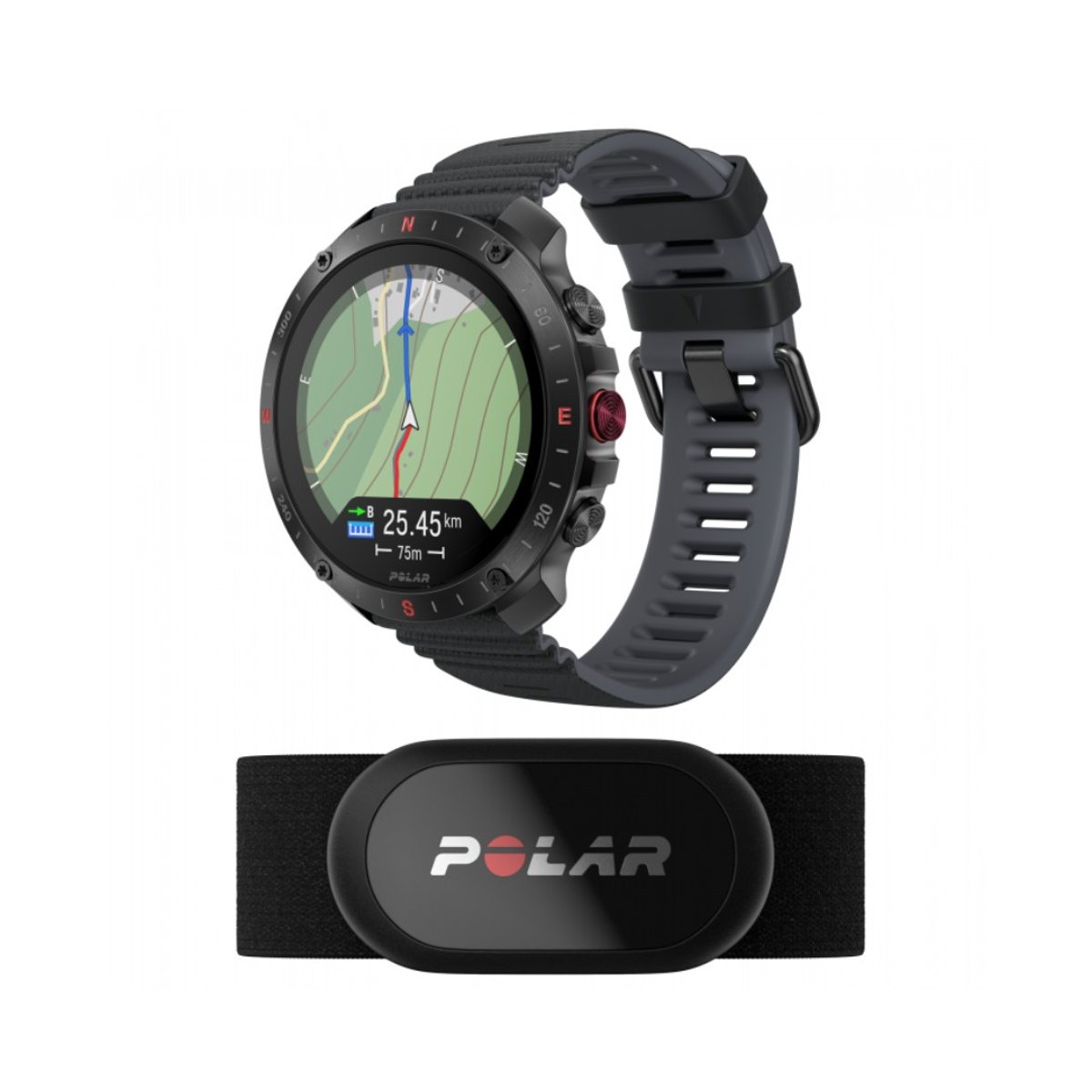 Polar Grit X2 Pro schwarze Uhr + Polar H10 Herzfrequenzsensor