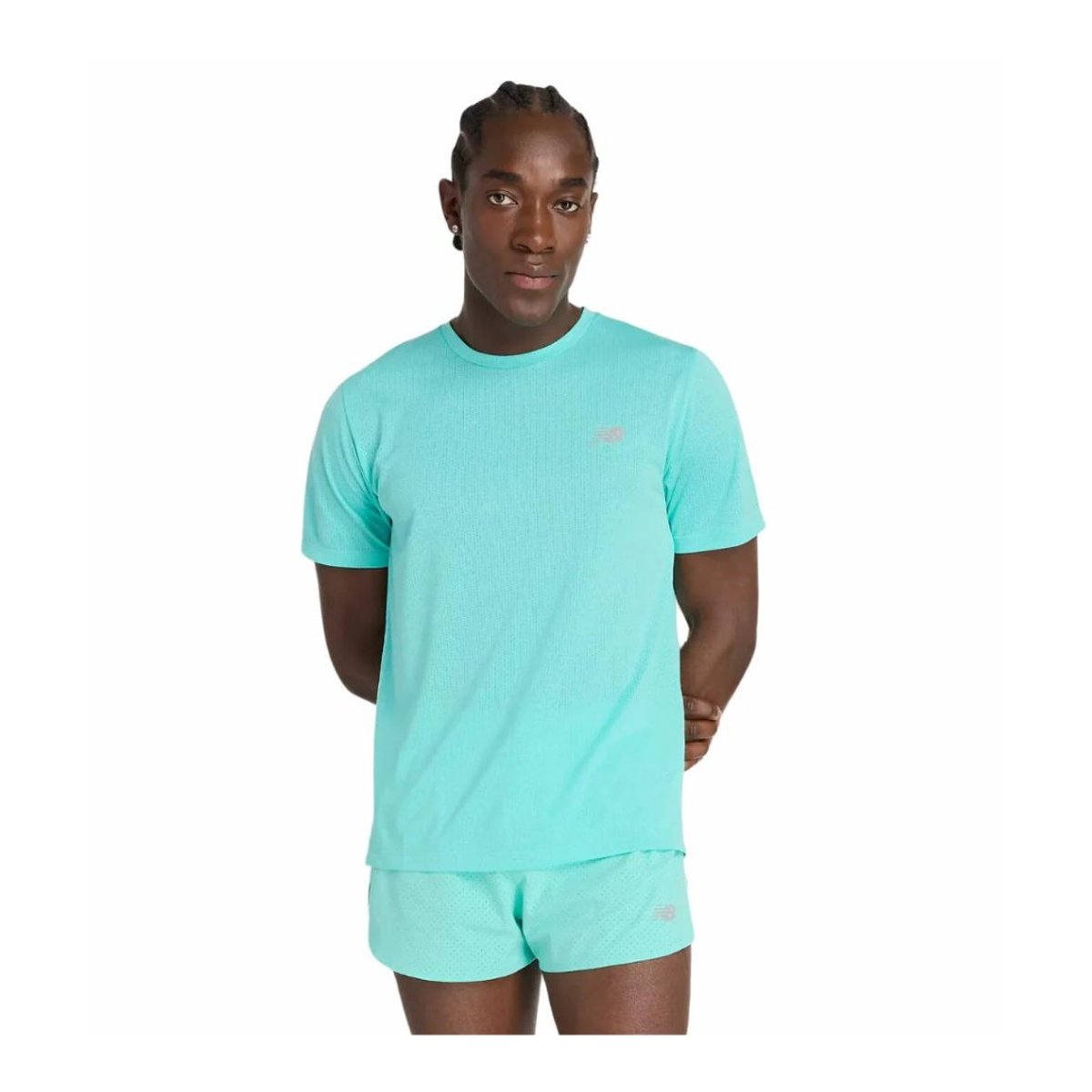 New Balance Athletics Kurzarm-T-Shirt in Blau, Größe S