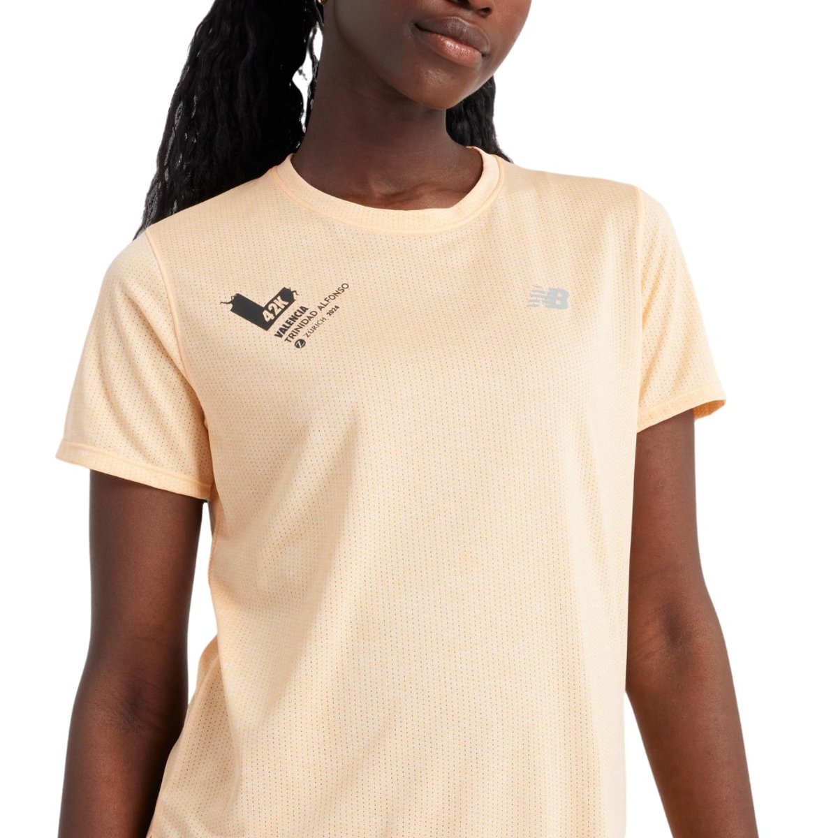 New Balance Athletics Valencia Marathon Kurzarm Orange Damen T-Shirt, Größe M