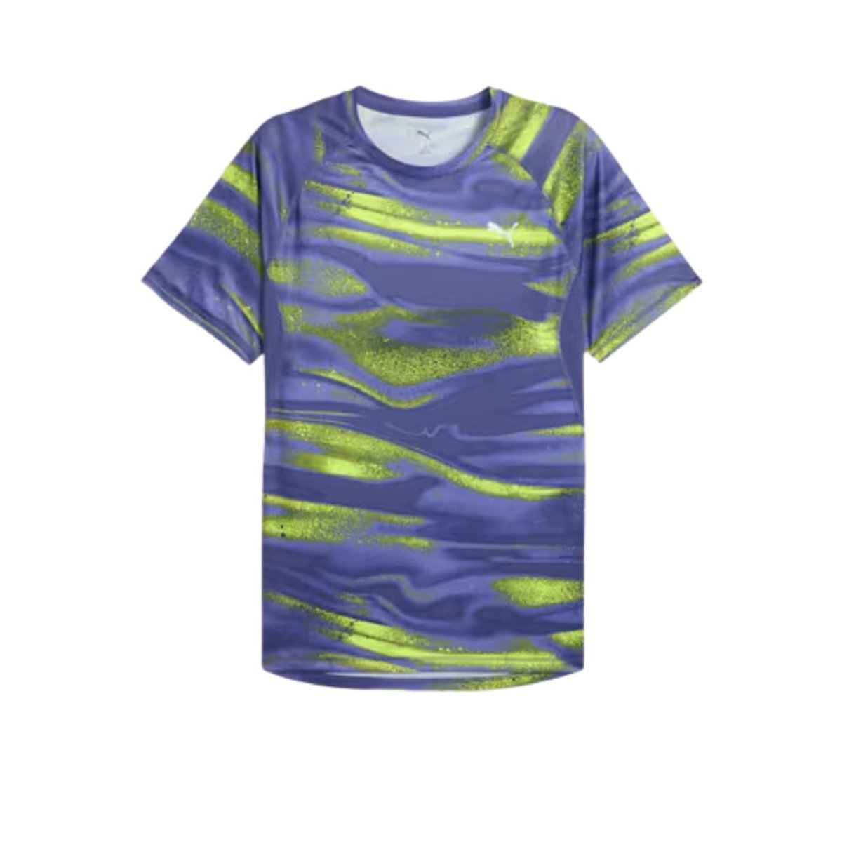 Puma Velocity All-Over Print Running Tee Blau Gelb, Größe M