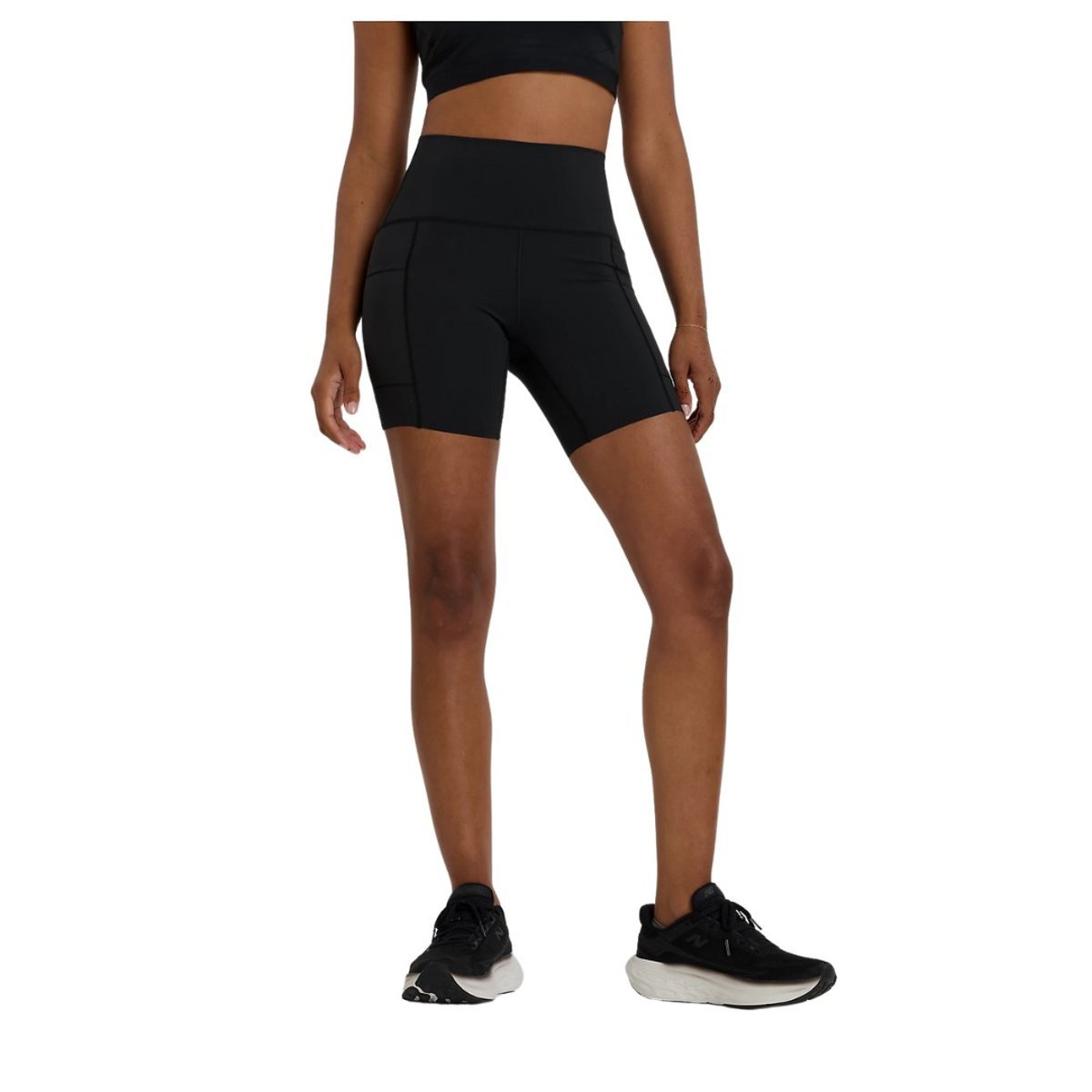 New Balance Sleek Pocket High Rise 6' Shorts Schwarz Damen, Größe L