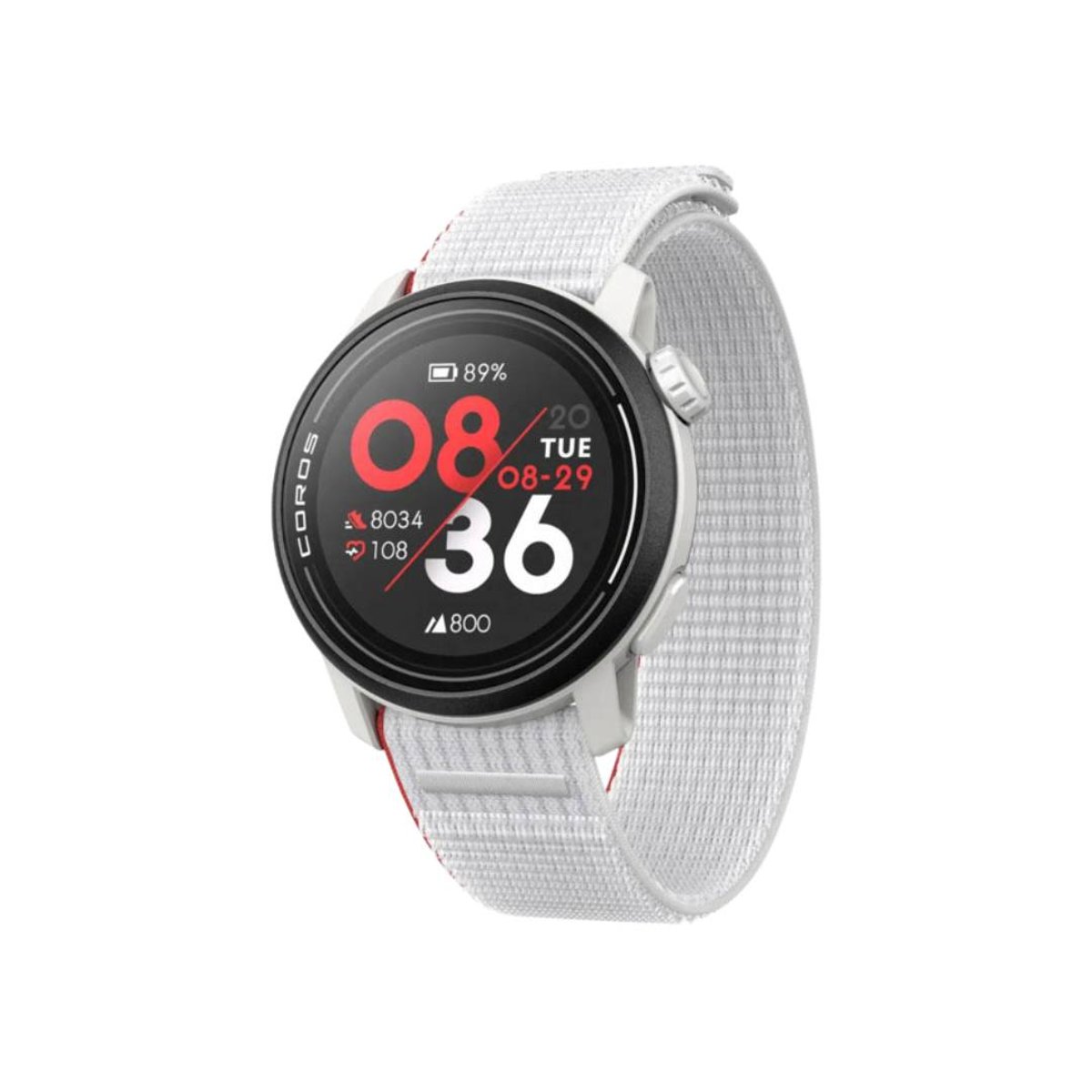 Coros Pace 3 GPS-Uhr Weiß Rot Nylon