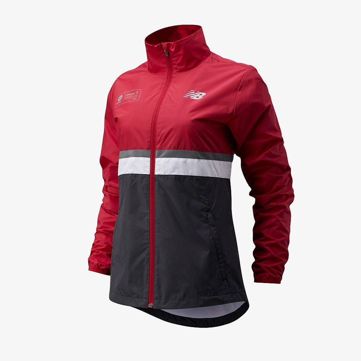 New Balance London Marathon Damen Jacke Rot Schwarz, Größe XS.