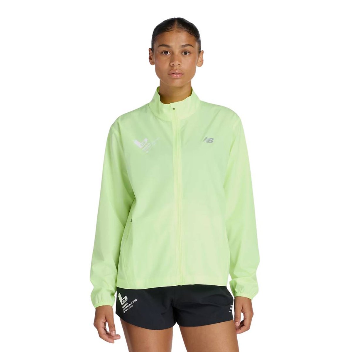 New Balance Valencia Marathon Sport Essentials Jacke in Grün-Gelb für Damen, Größe S