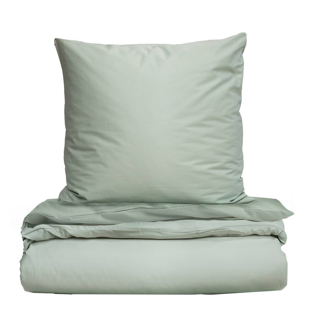 Satin-Bettwäsche 'Lanura' | 40x80 + 135x200 cm | salbei | Bio-Material | Handgefertigt | schadstoffgeprüft | Bio-Bettwäsche