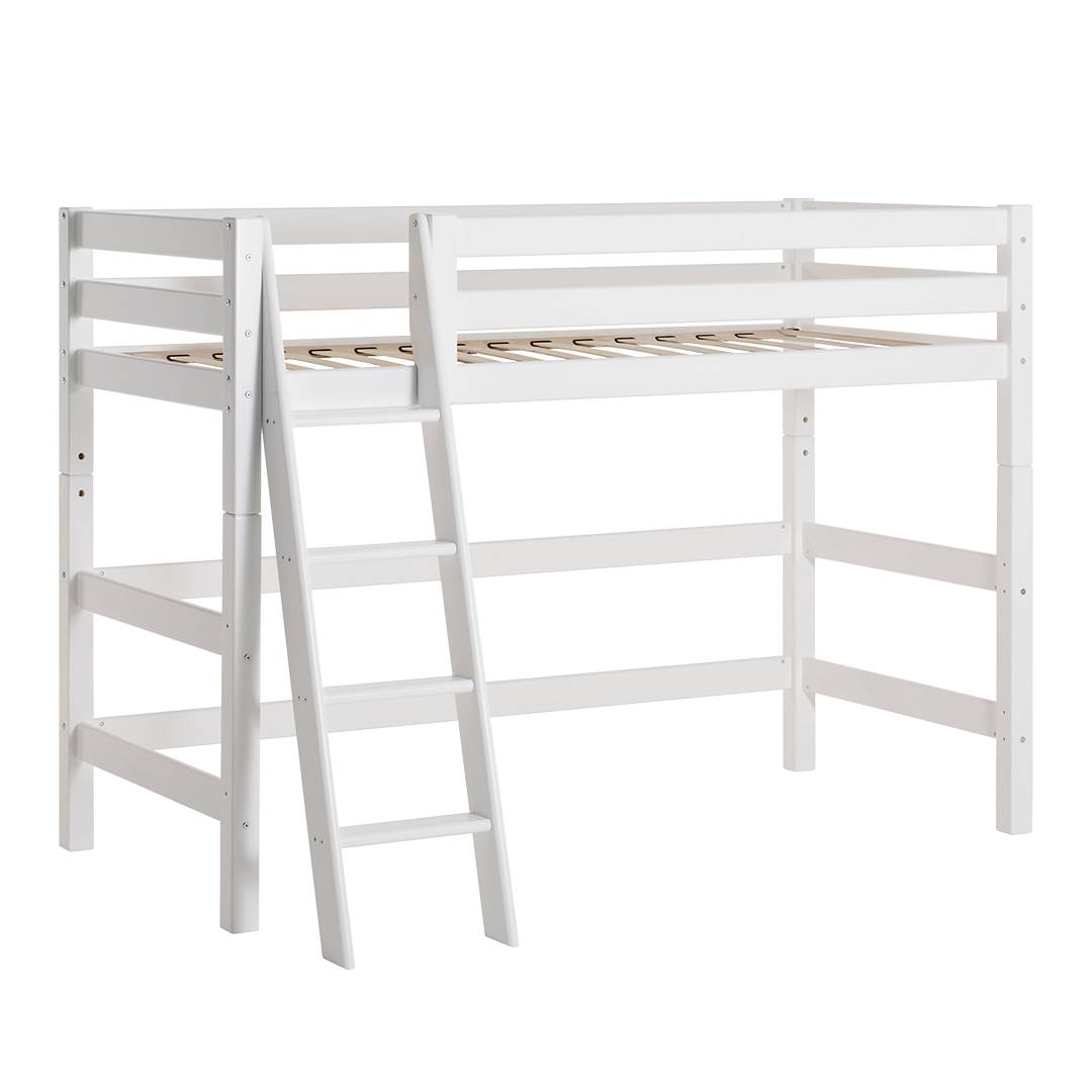 Mittel-Hochbett 'Ortholino' | 90x200 cm | Bio-Material | Handgefertigt | mit Leiter | schadstoffgeprüft | Kinder-Betten