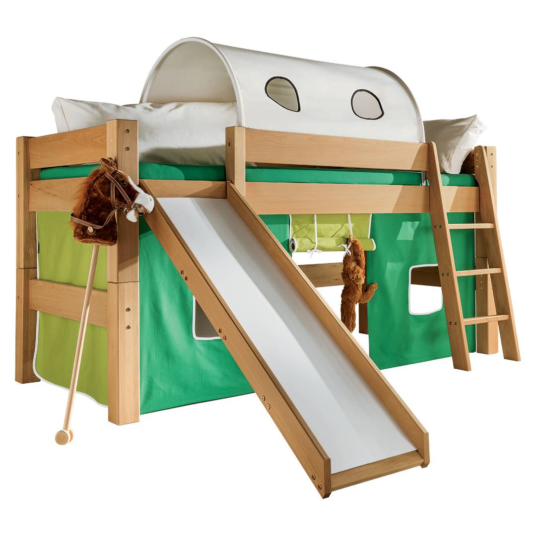 Mini-Hochbett 'Pico' | 90x200 cm | Buche geölt | Bio-Material | Handgefertigt | schadstoffgeprüft | Kinder-Betten