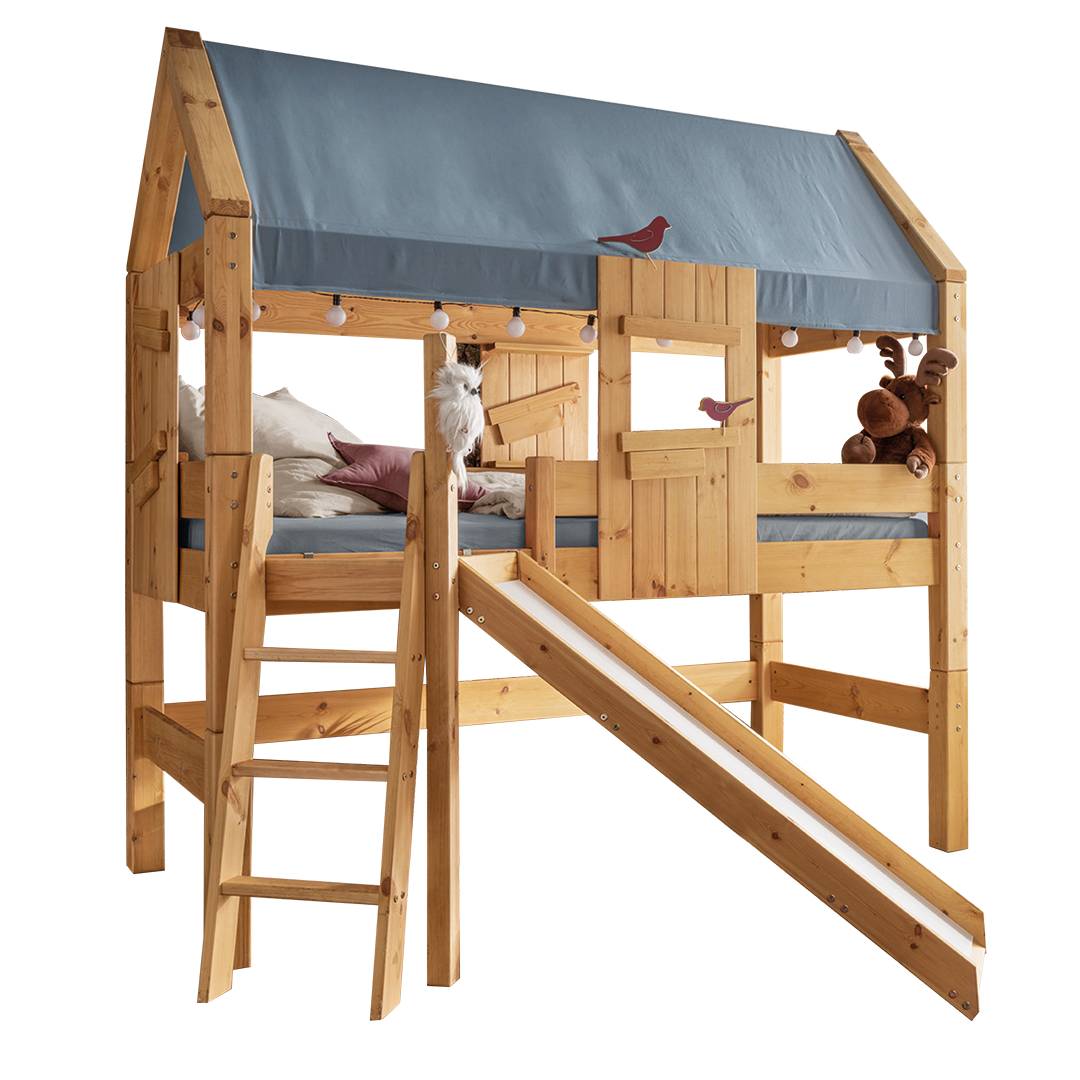 Mini-Hochbett 'Casalito' | 90x200 cm | Kiefer gelaugt/geölt | Bio-Material | Handgefertigt | schadstoffgeprüft | Kinder-Betten