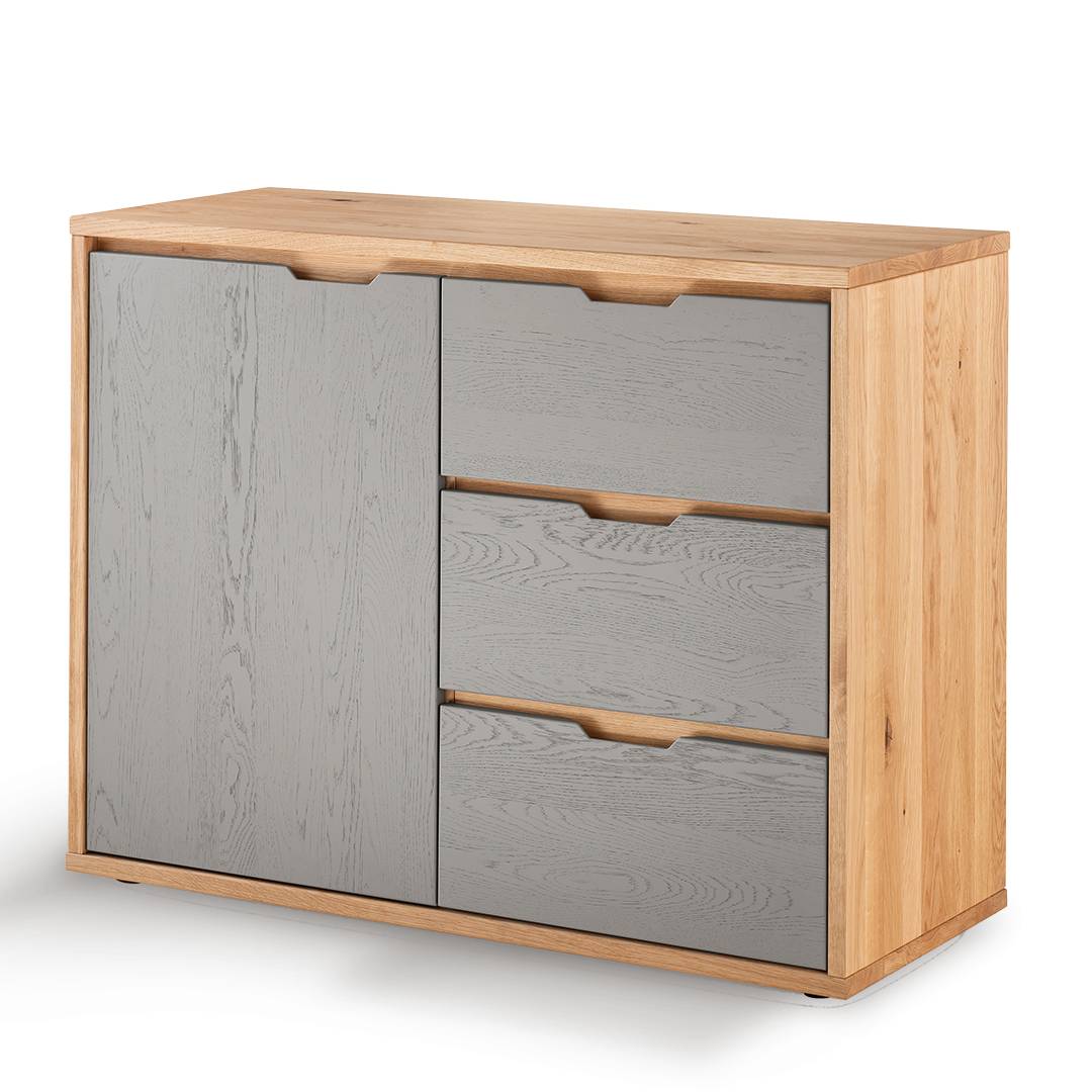 Kommode 'Gravia' | H107xB55xT44 cm | Wildeiche weiß | Bio-Material | Handgefertigt | schadstoffgeprüft | Kommoden