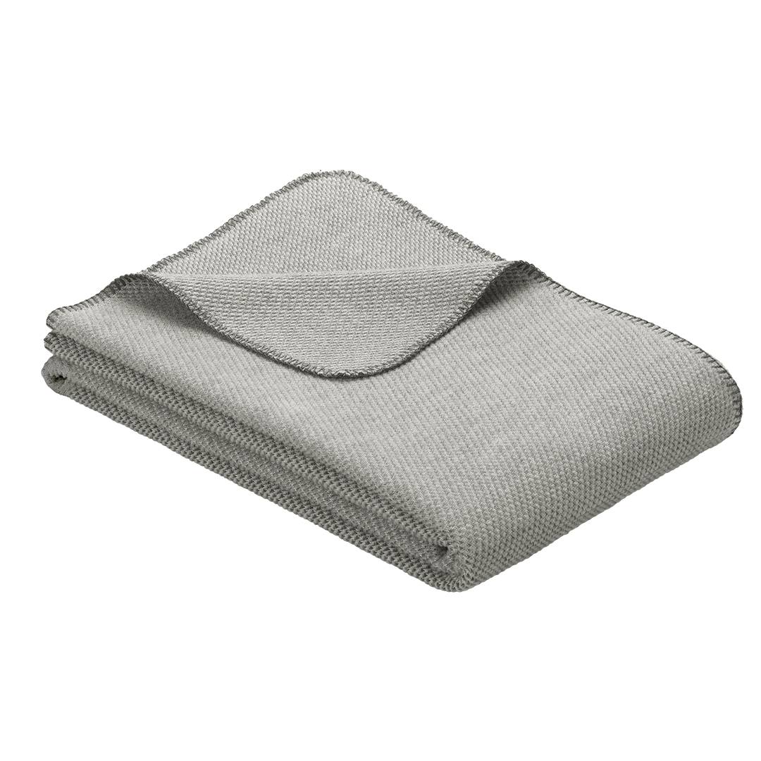 Baumwoll/Schurwoll-Plüschdecke 'Tura' | 140x200 cm | grau | Bio-Material | Handgefertigt | schadstoffgeprüft | Wolldecken