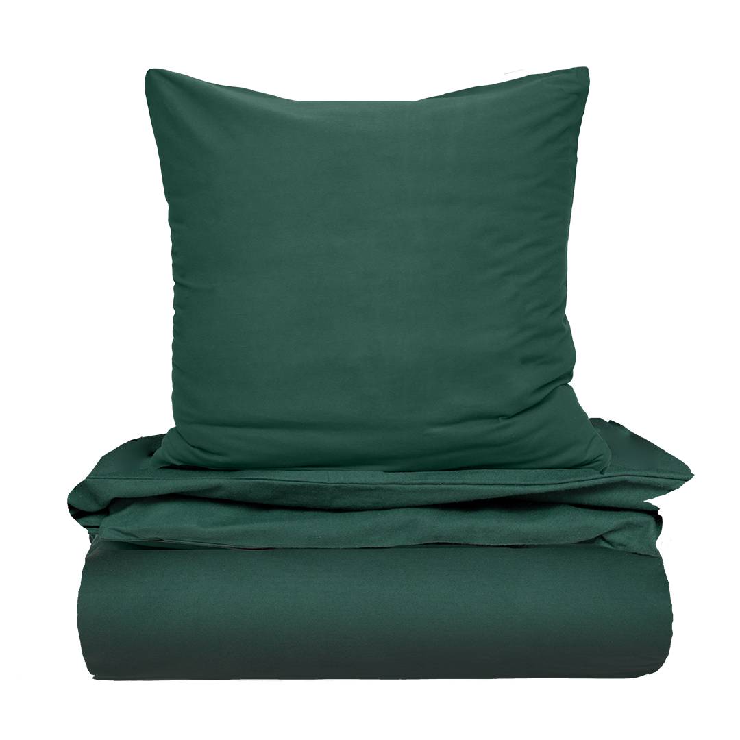 Feinbiber-Bettwäsche 'Comodo-Colora' | 40x80 + 135x200 cm | dunkelgrün | Bio-Material | Handgefertigt | schadstoffgeprüft | Bio-Bettwäsche