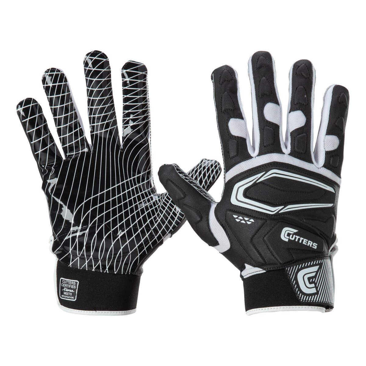 Cutters CG10240 Game Day Padded Glove 2.0, Youth Lineman Handschuhe - schwarz Gr. Youth L/XL
